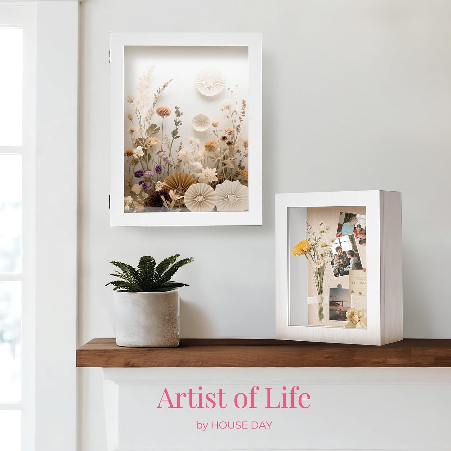HOUSE DAY 8x10 Deep Shadow Box Frame with Linen Back, White image 2
