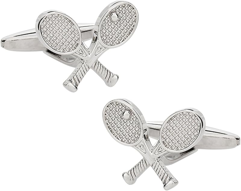 Tennis Racquet Silver Cufflinks with Presentation Box