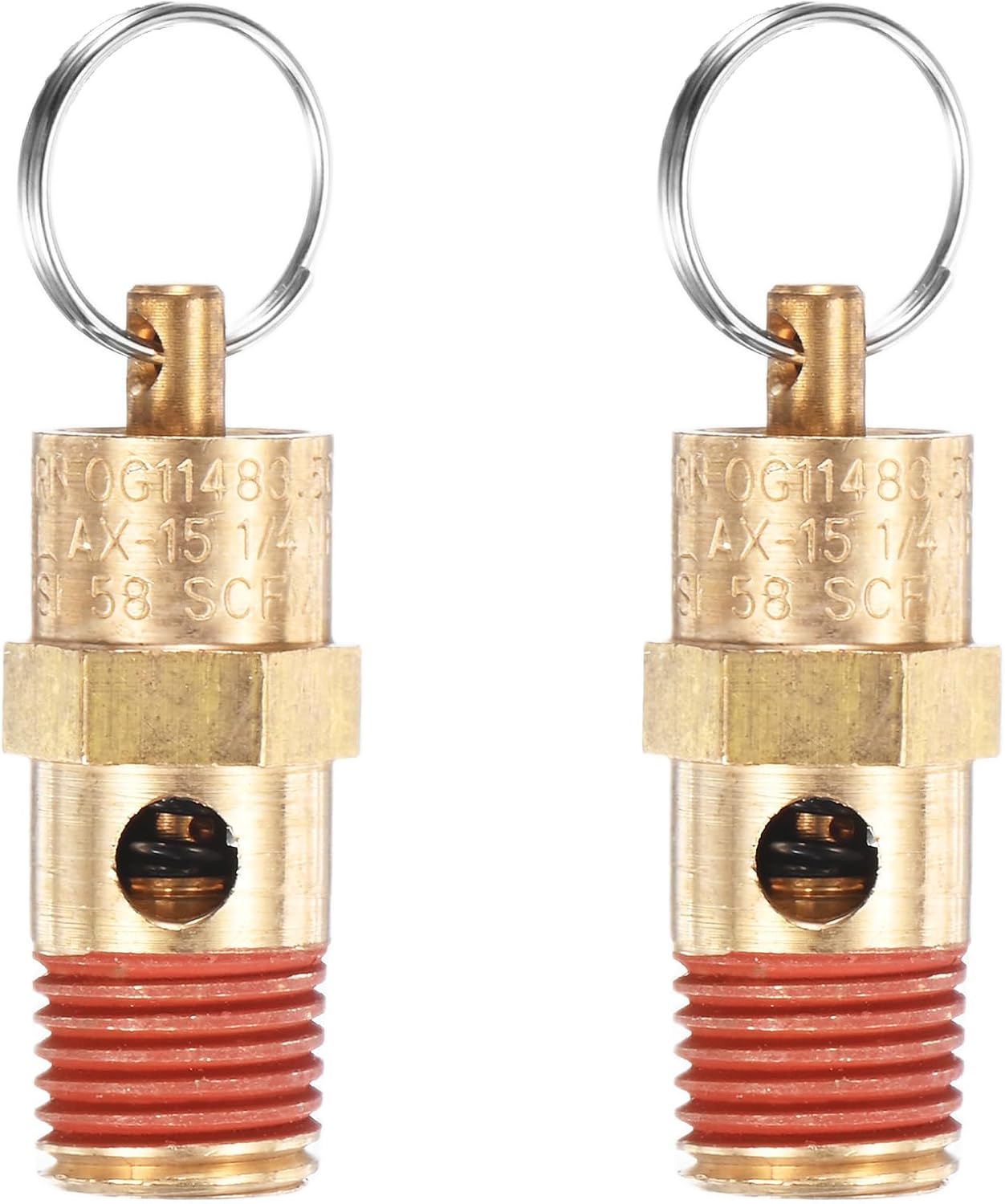 M METERXITY 2-Pack Air Compressor Pressure Release Safety Valve, 1/4" NPT Male 250 PSI Brass Threaded Automatic Air Vent Safety Control Valve