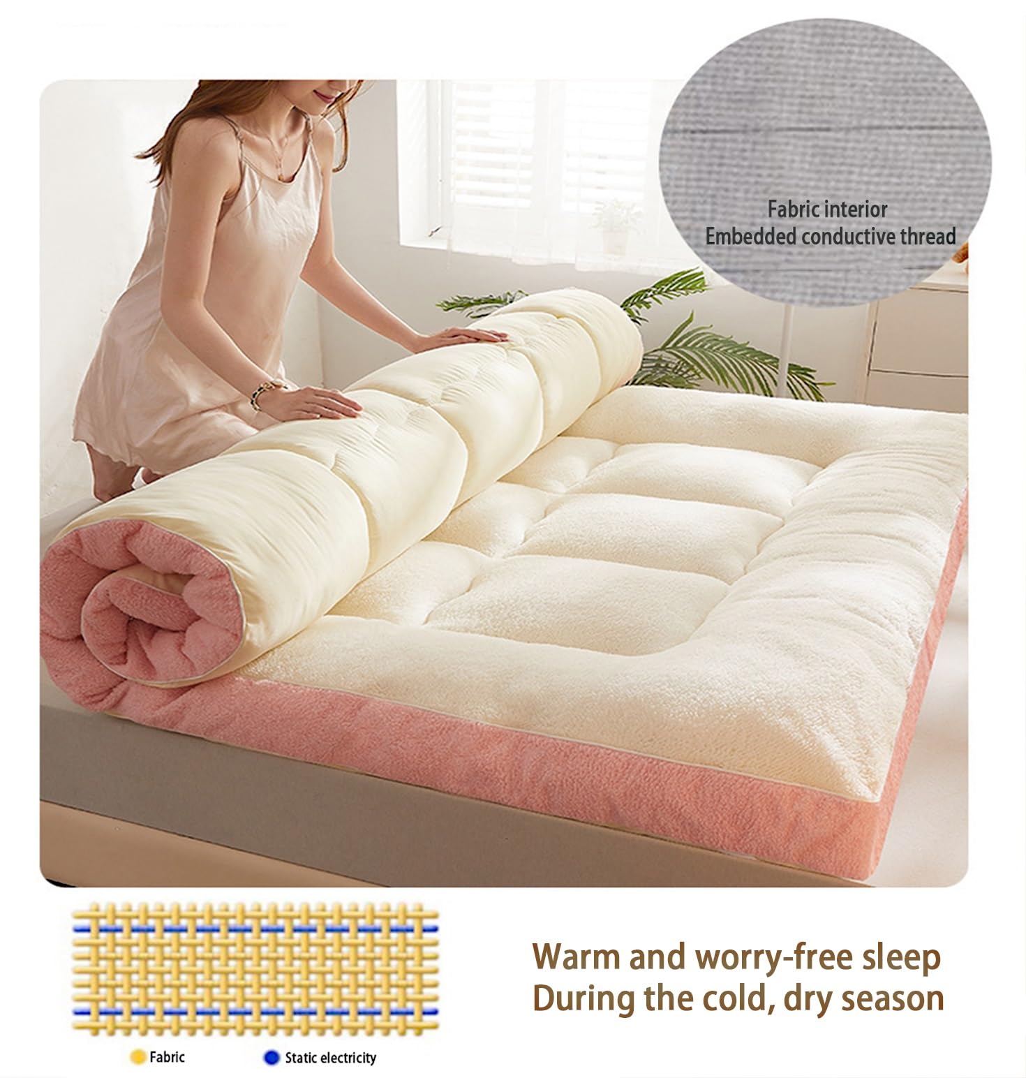 Matelas de sol japonais, matelas futon, tapis roulable, grand lit, pliable, pour dormir, chambre à coucher, adapté aux adultes (gris clair, 100 x 190 cm)