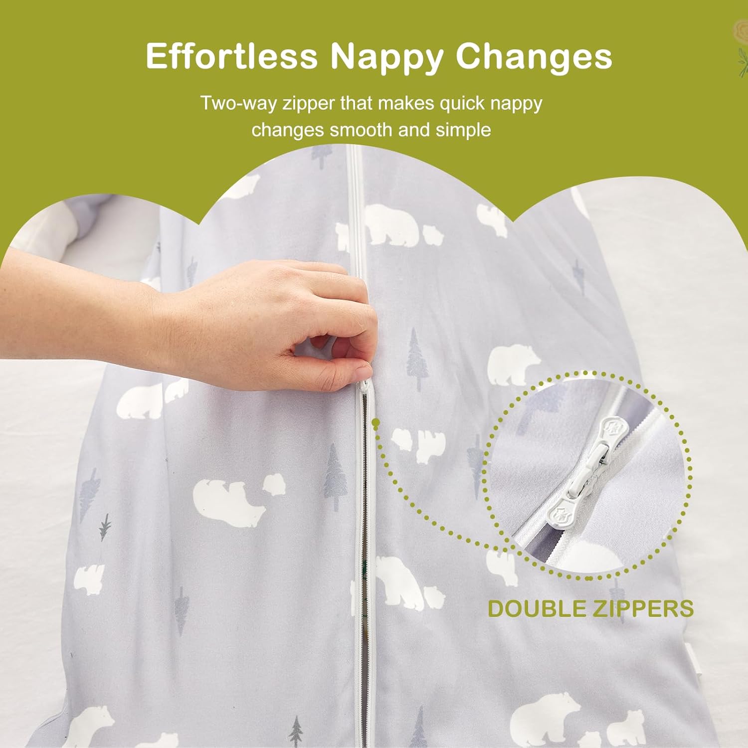 3.5 TOG Super Soft Winter Sleep Sack, 100% Organic Cotton Thick Warm Baby Wearable Blanket for 18-36 Months, Bear, Size L