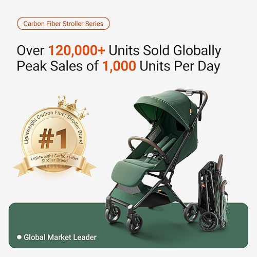 Miniatura 2 de MAMAZING Cochecito de viaje ligero para bebé con marco de fibra de carbono, compacto y apto para avión, diseño plegable con una sola mano, 11.6