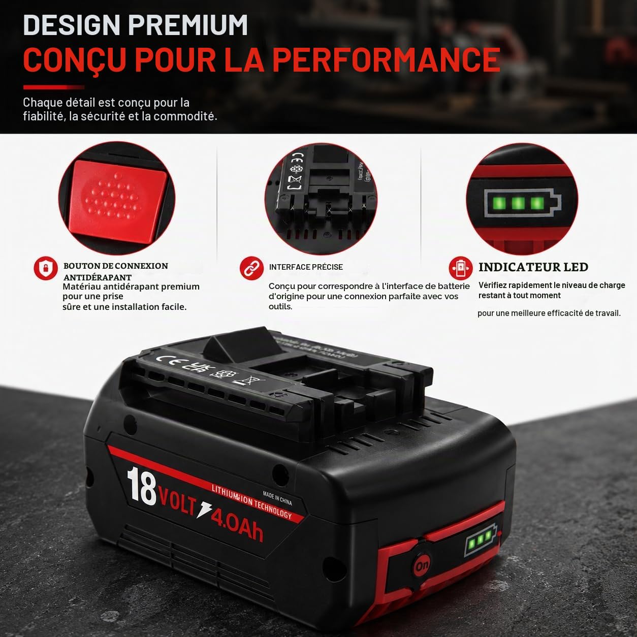 Batterie de Rechange BAT609 4,0 Ah pour Bosch 18 V GBA Compatible avec Les Batteries d'outils sans Fil Bosch BAT619G BAT619 BAT609G BAT618 BAT618G BAT610G Batterie Lithium-ION Batterie Rechargeable