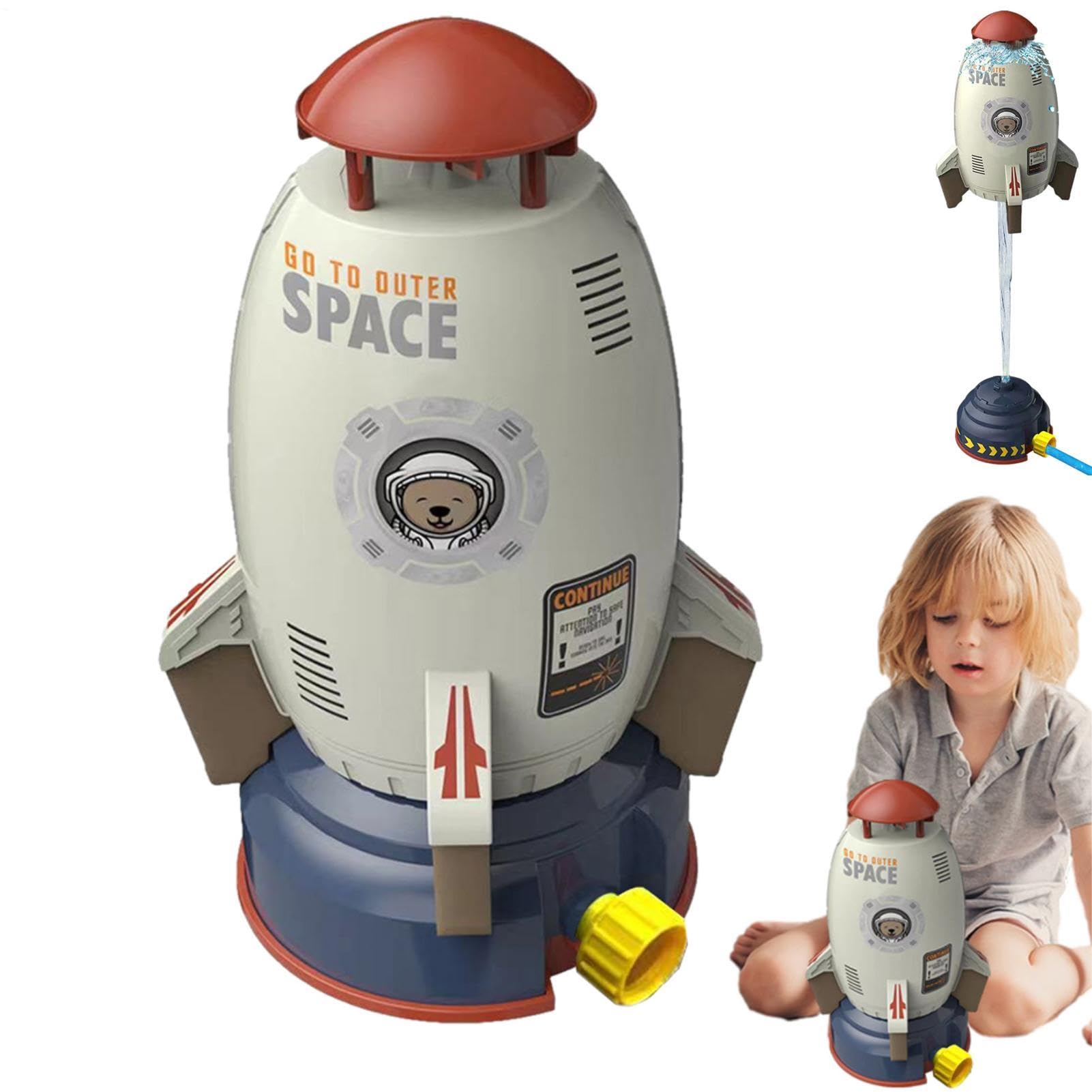 Sprinkler Toy For Kids, 360 Degree Rotation Cartoon Outdoor Water Sprinkler, Kids Sprinklers Rocket Launcher, Attaches To Garden Hose For Splashing Fun Summer Holiday Birthday Gift