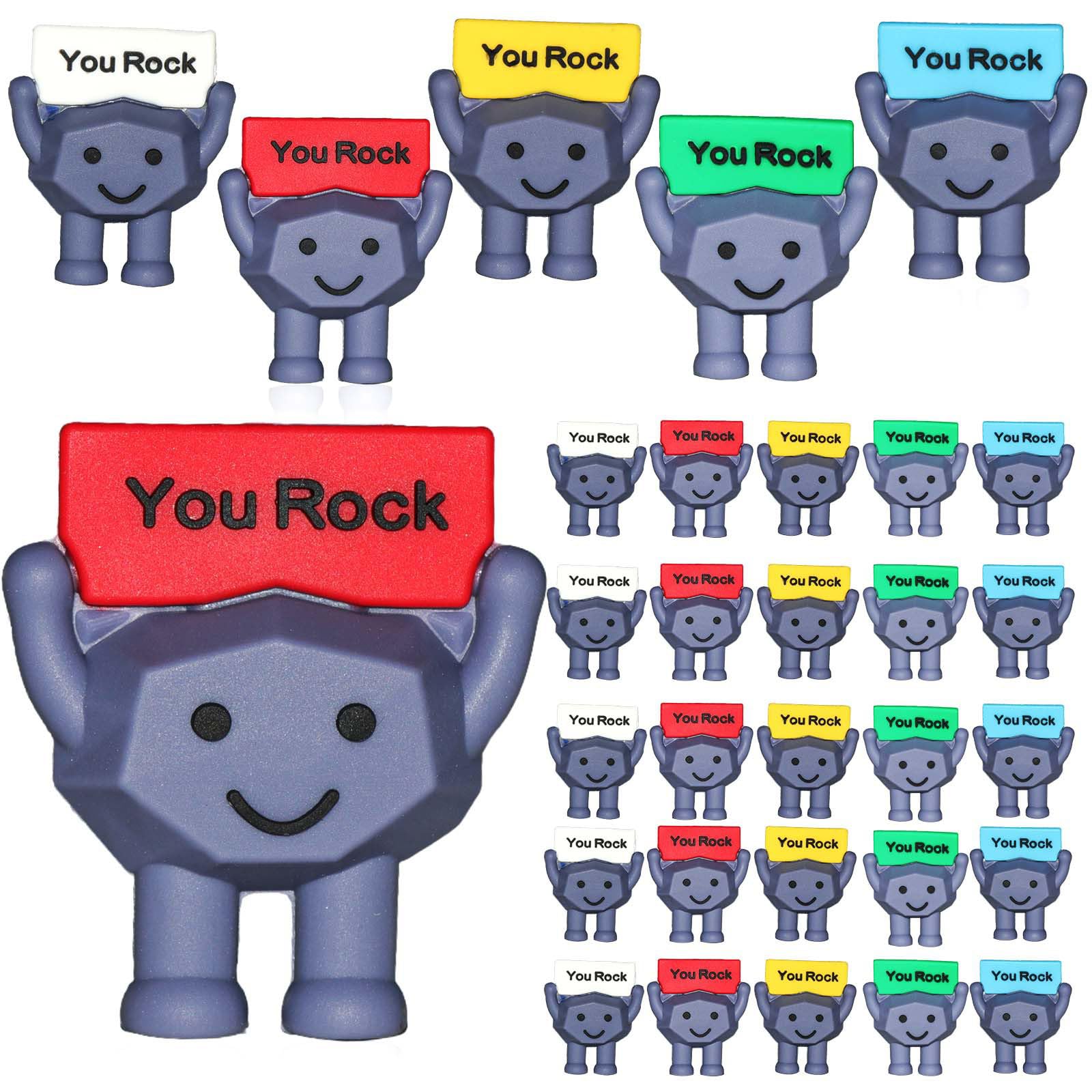 Aodejoy 25Pcs You Rock Mini Positive Figures Multi-Purpose Encouragement Stone Statue Inspirational Desktop Ornament Gifts for Colleague Staff Teacher