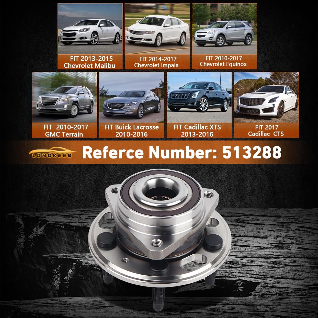 515065 Front Wheel Bearing and Hub Assembly for Nissan Frontier Pathfinder Xterra 4WD 2005-2018, Suzuki Equator 2009-2012, 6 Lug Bolts with ABS