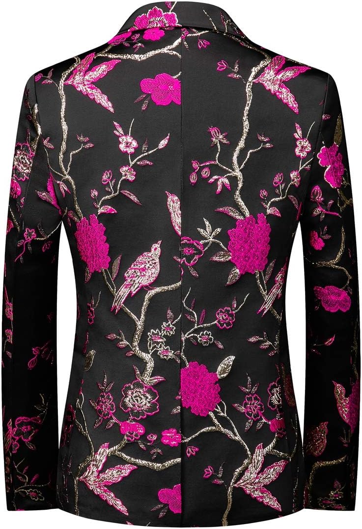 Cloudstyle Mens Embroidery Tux Dress Suit Jacket Formal Print Prom Blazer Dinner Sport Coat - Image 3