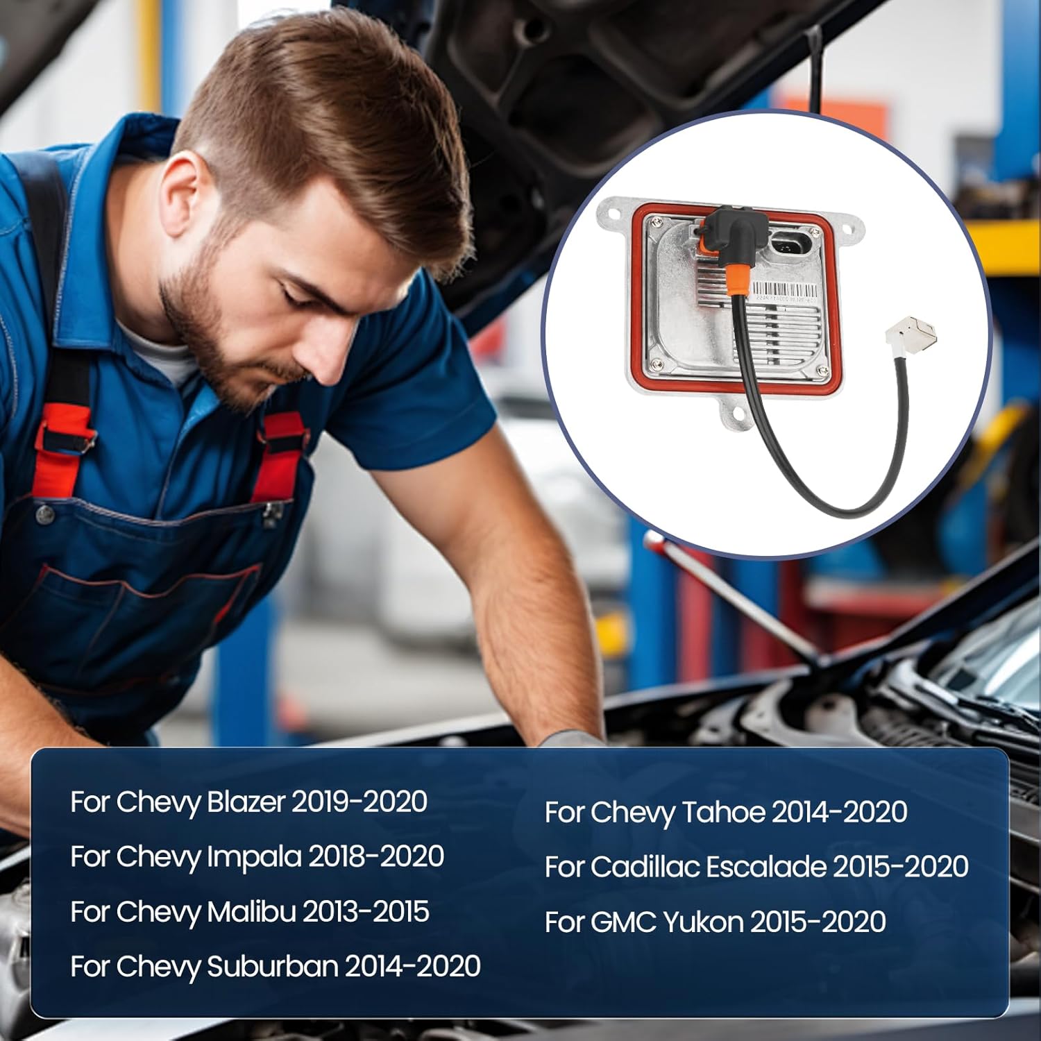 HID Headlight Ballast W/Igniter & D3S Bulb fit for Chevy Blazer Impala Malibu Suburban Tahoe Cadillac Escalade Yukon 2014-2020,Replace 13503432, 20928264, 13587720 Xenon Ballast Control Module