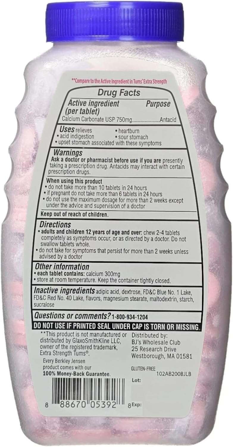 Berkley Jensen Antacid Showdown: 750mg ⁢Strength, Berry Flavor for ⁣Heartburn Relief?