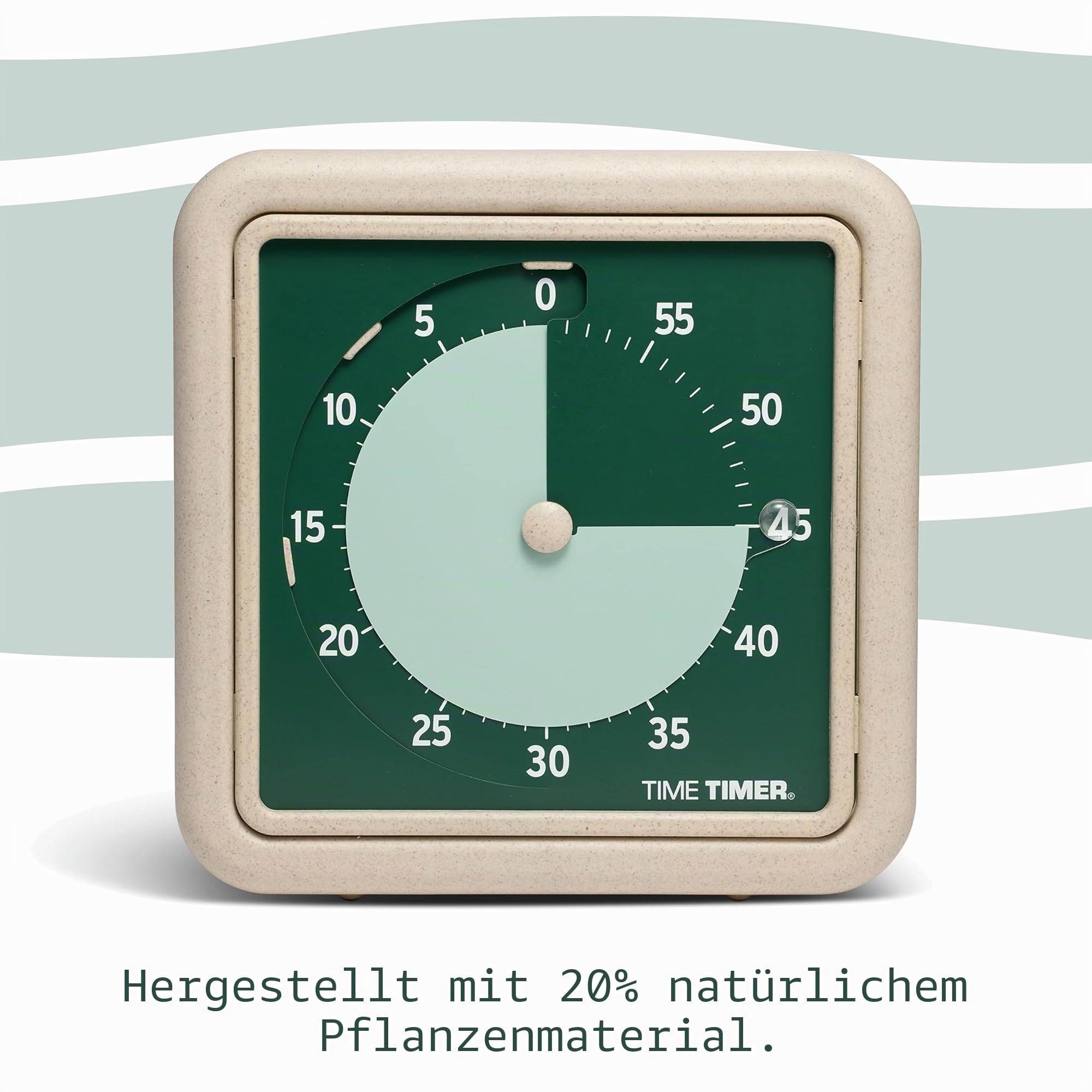 Time Timer® Retro 20,3 cm Eco Edition visueller Timer – 60 Minuten Tisch-Countdown-Uhr aus mindestens 20% natürlichem Pflanzenmaterial - Green Land