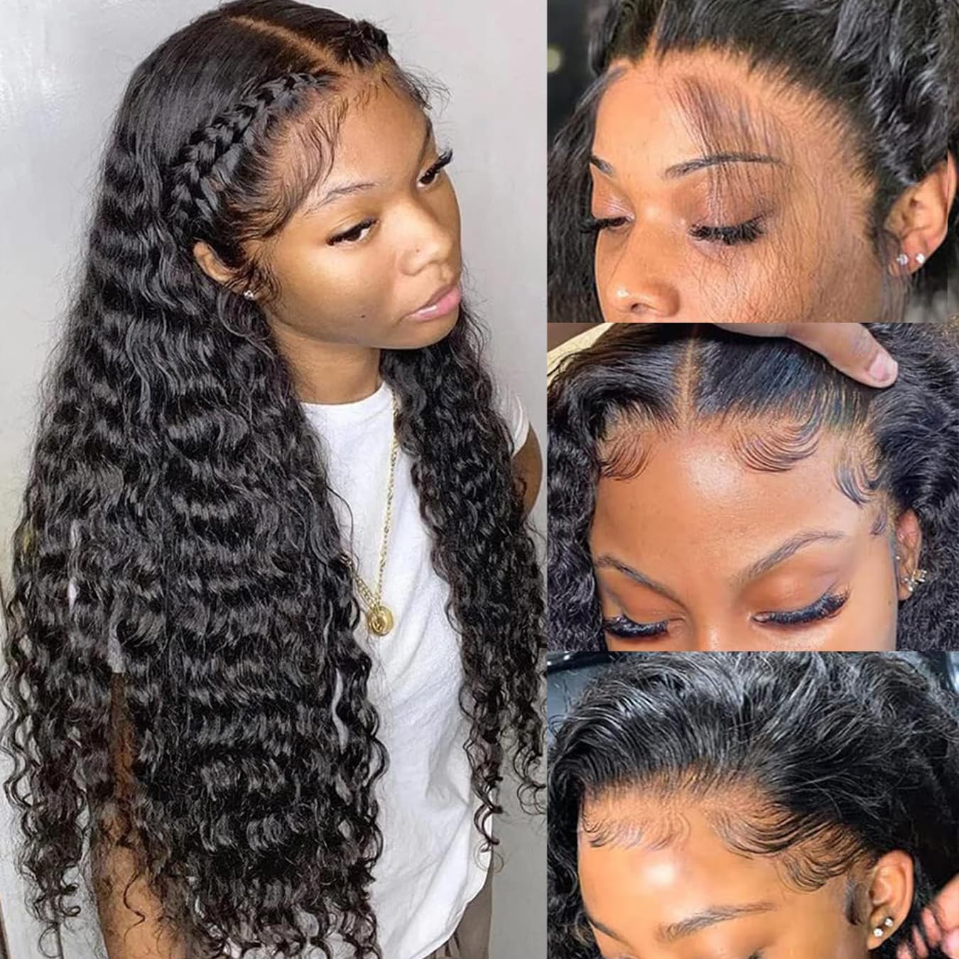 ZIYU Deep Wave Lace Front Wigs Human Hair Wigs for Women 180% Density Transparent 22 inch Deep Curly 13X4 Lace Front Wig Pre Plucked with Baby Hair Glueless Lace Frontal Wigs Human Hair