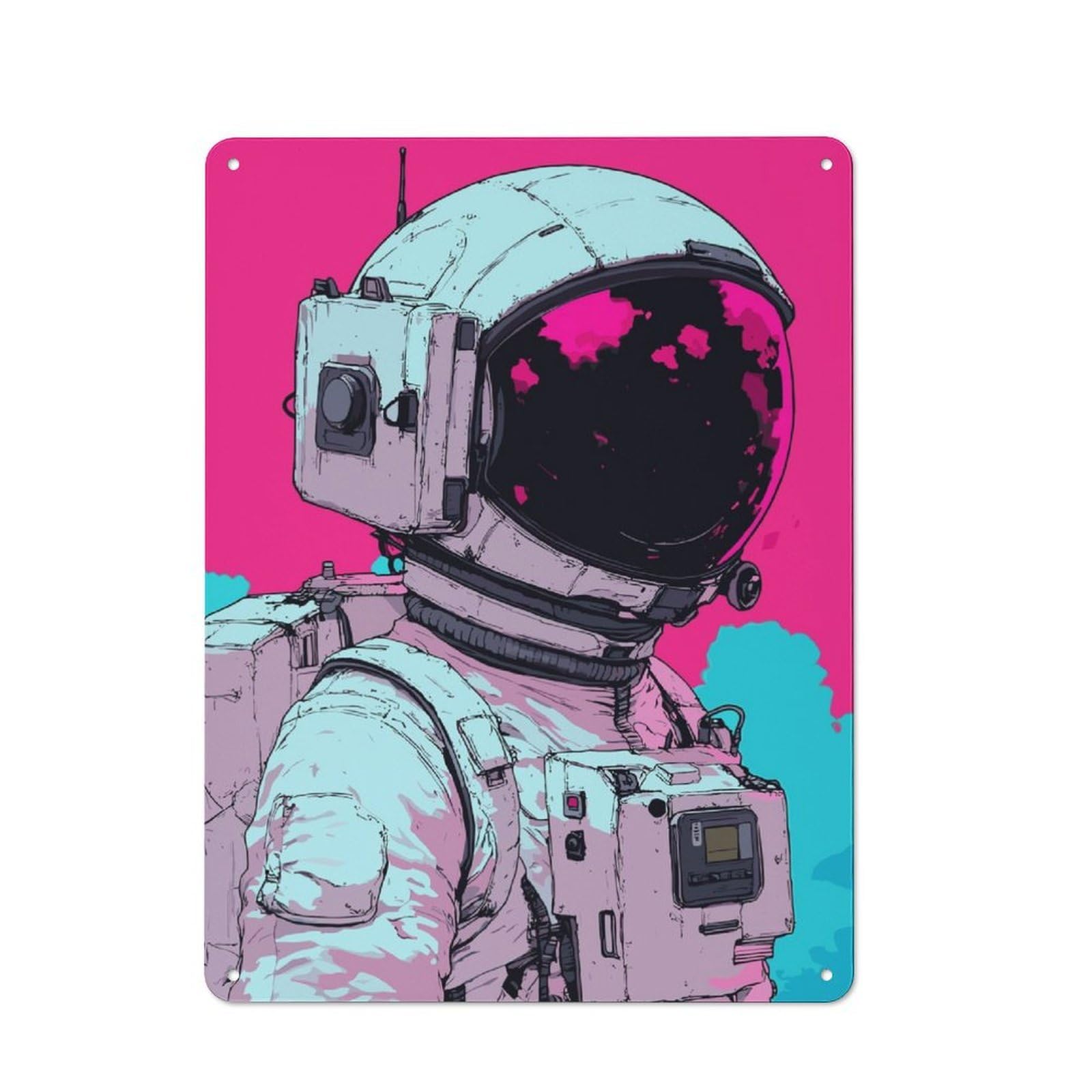Country Style Astronaut Vector Decorative Metal Sign 40x30cm, Bistro Wall Plaque for Restaurant, Kitchen, Counter Or Breakfast Nook