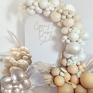 White Balloon Arch Kit,SCMDOTI Double Stuffed Pearl White Nude Neutral Balloon Garland Kit for Boho Party, Baby Shower Decoration, Birthday, Weddings, Neutral Gender Reveal Party Deco
