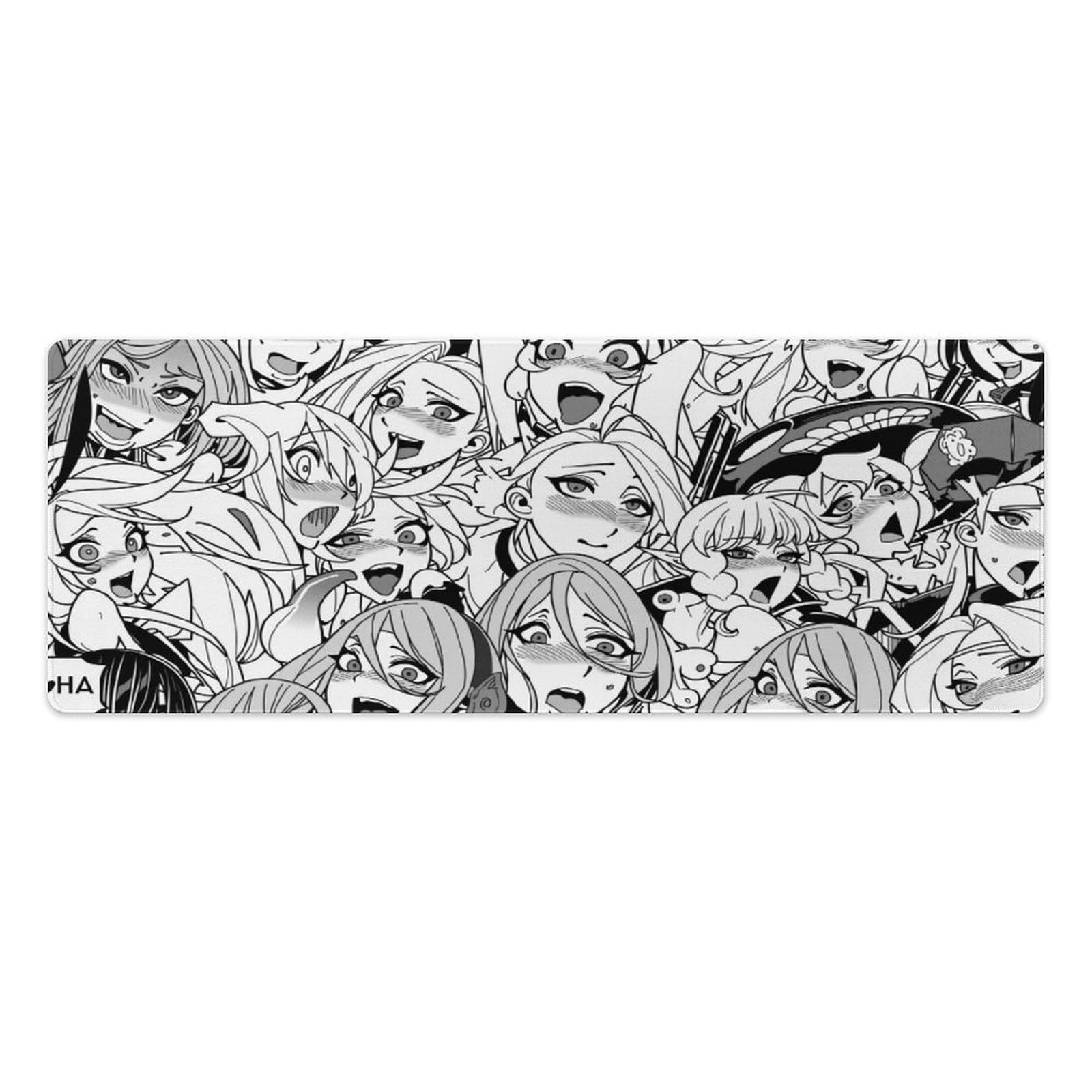 Anime Black and White Sexy Girls Gaming Mouse Pad Non-Slip Rubber Base Large Mousepad Waterproof Washable Stitched Edge Mouse Mat for Desk Home Office 31.5"x11.8"