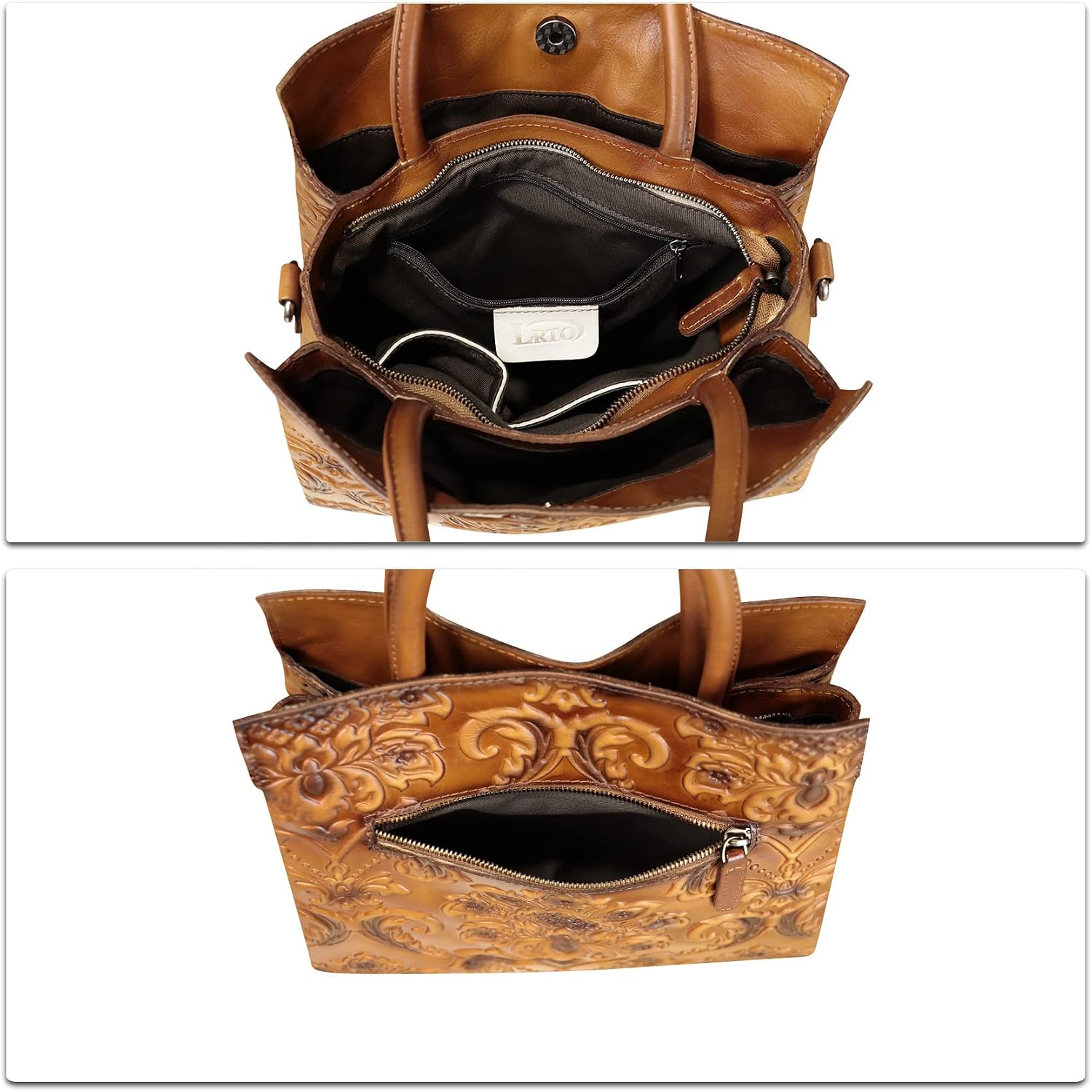 Genuine Leather Satchel for Women Top Handle Handbag Handmade Embossed Vintage Satchel Crossbody Handbags Purse Bag