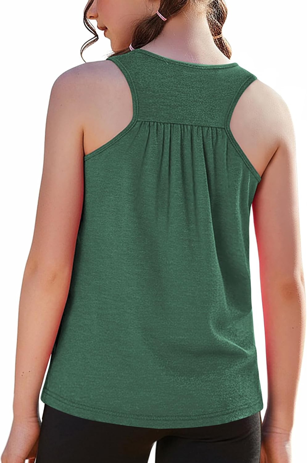 Zaclotre Kid Girls Athletic Tank Tops Racerback Sleeveless Shirts | For 5-14 Y, Feather Lightweight, Soft Touch, Moisture wicking, Slightly A-line, Shirring, Tennis, Gym, Sports, Daily wear