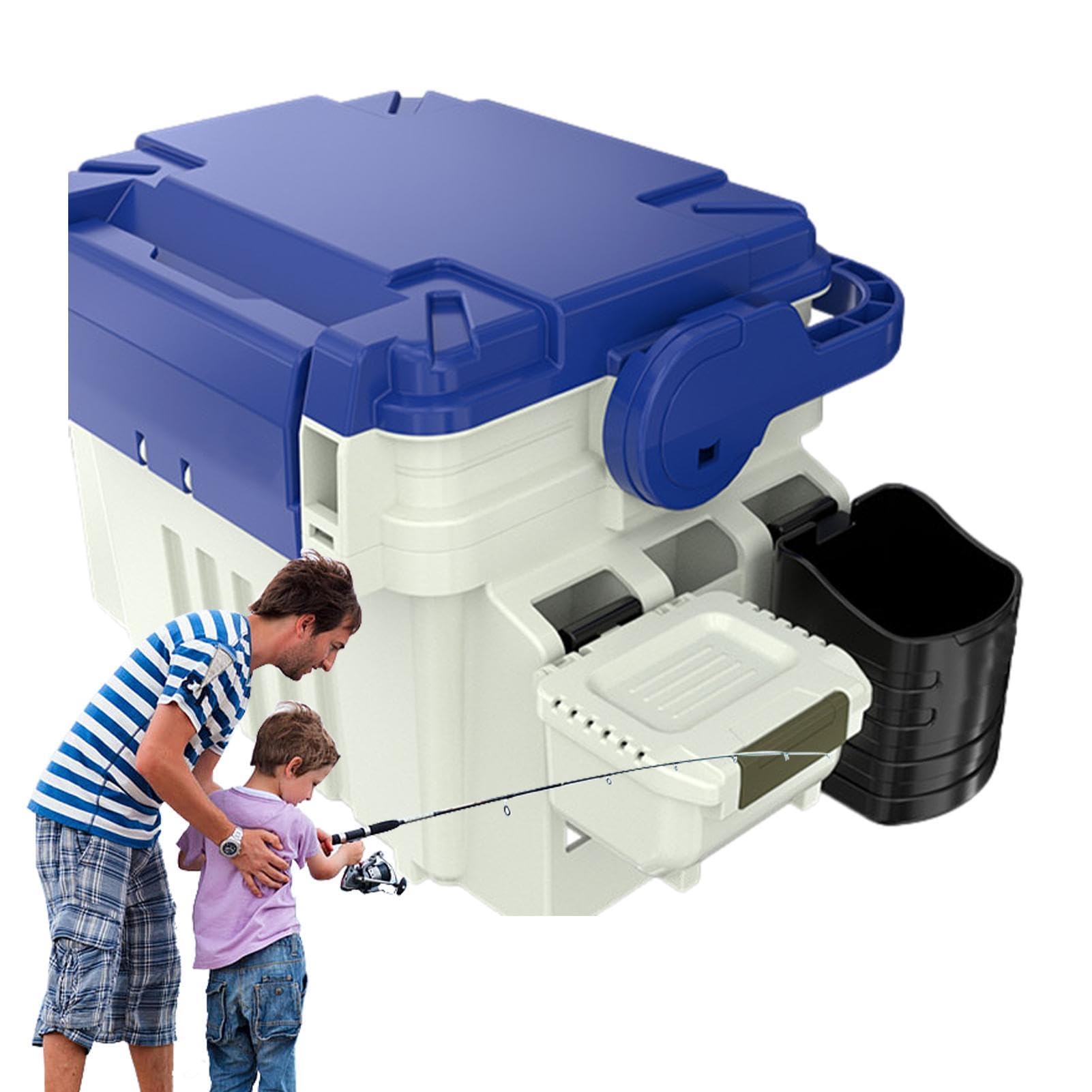 Scatola da pesca, organizer portatile per attrezzatura da pesca, scatola a doppio strato, custodia a doppio strato, scatola portaoggetti multifunzione in plastica per da pesca | Multiuso Contenitore Per Accessori Da Pesca, Ami, Paillettes, Esche, Lenze, P