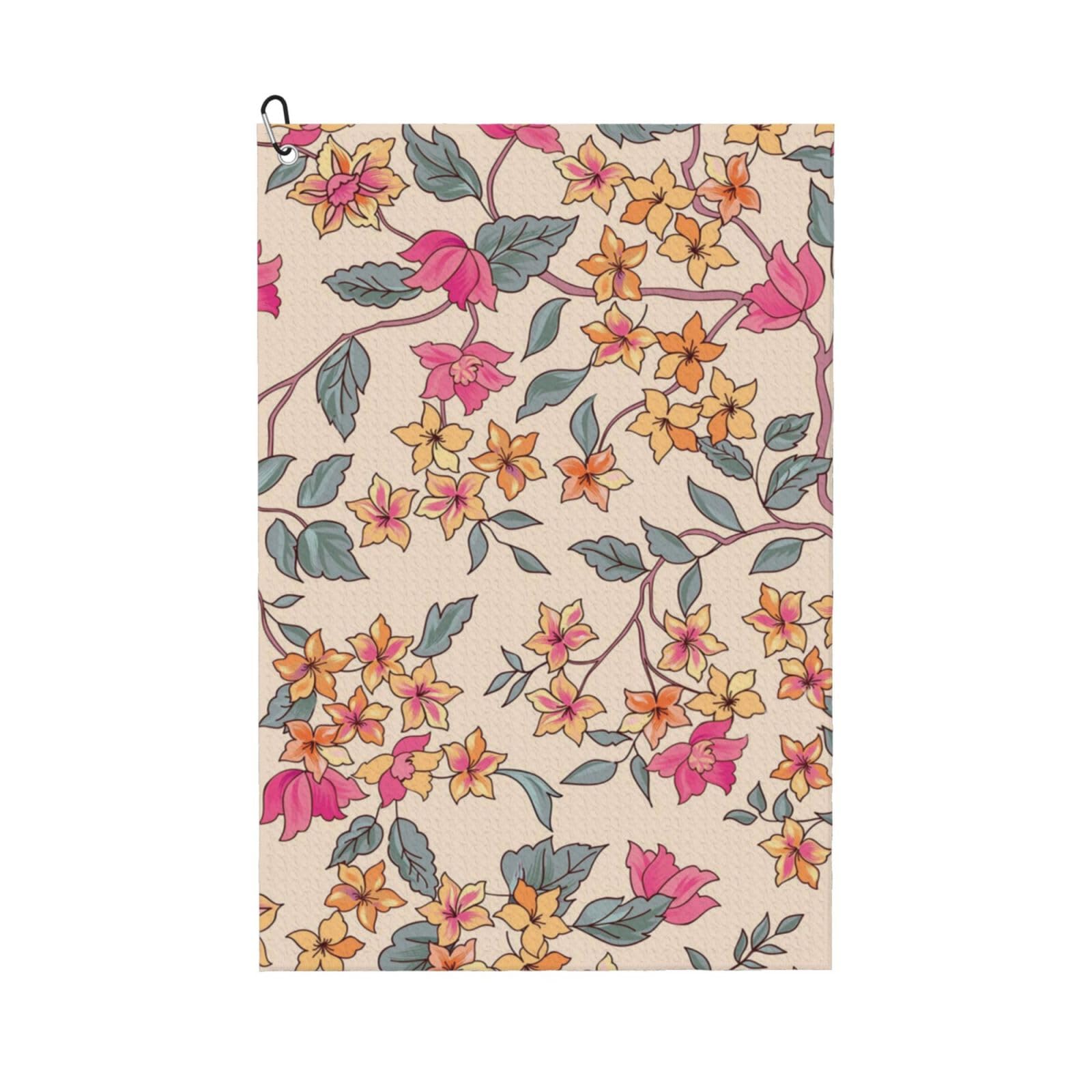 Hnnkloy Floral Flower Background, 16x24 in Portable Waffle Golf Towels with Carabiner Clip for Golf Bag