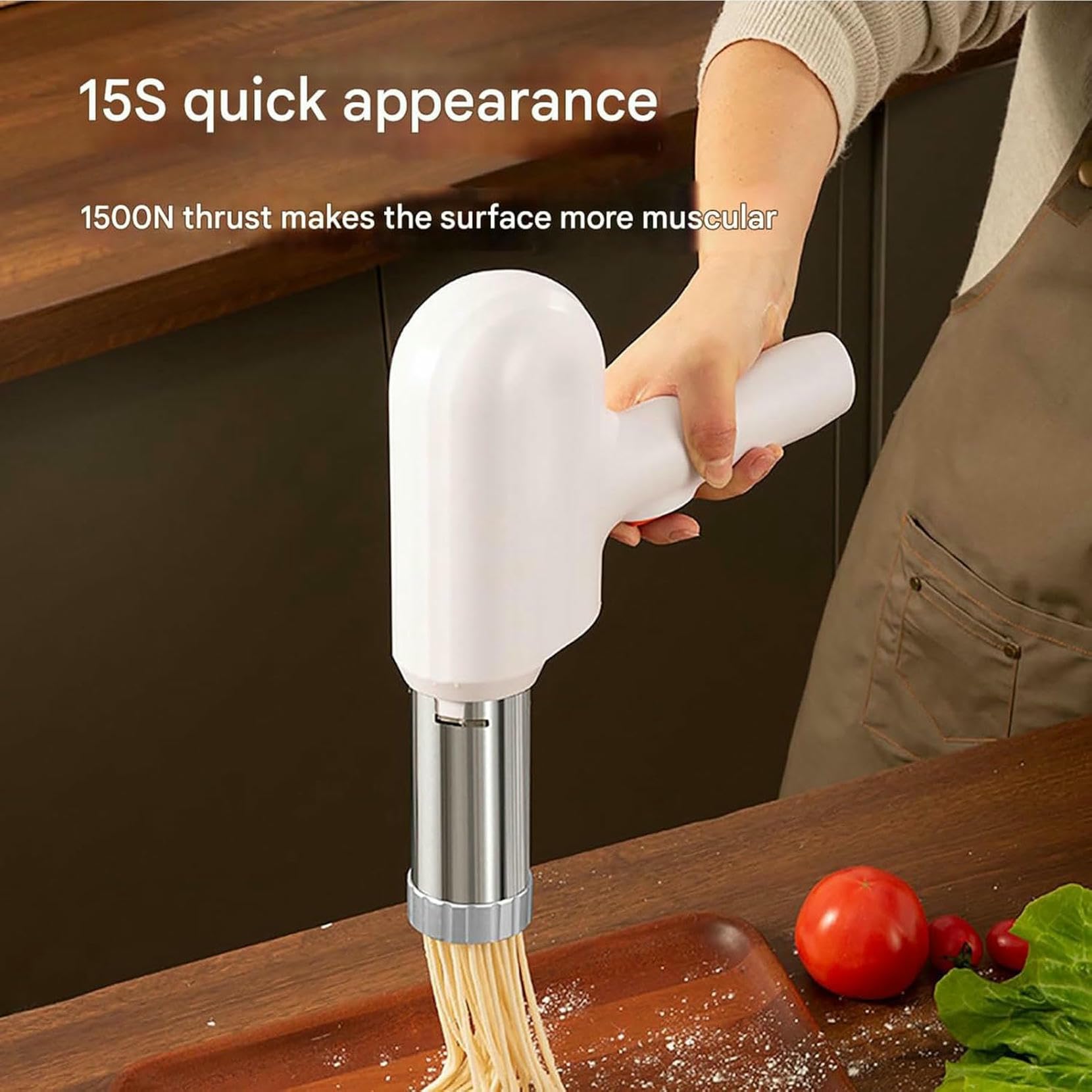 Con 5 moldes for fideos, extrusora de pasta pequeña recargable 1500 mAh for espaguetis, fettuccini y lasaña caseros