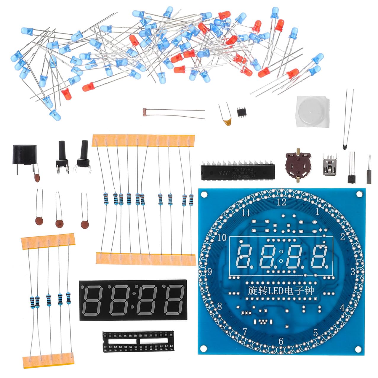 NUOBESTY 4 Ensembles Kit Horloge Électronique LED DIY de Bricolage Affichage Rotatif pour Électronique Soudure Un Bureau Maison