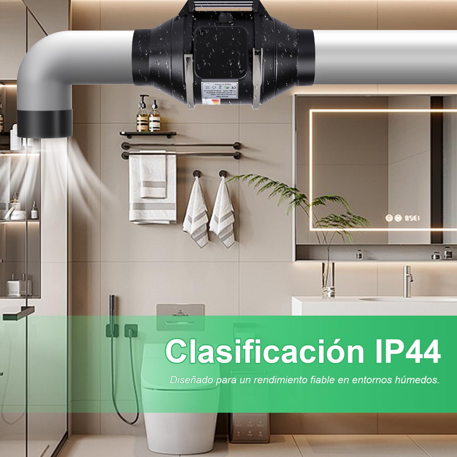 Extractor de Aire 100 mm con Controlador Ajustable 360m³/h, Ventilador de extracción para Baño, Booster, Tienda de Cultivo, Garage, Cucina