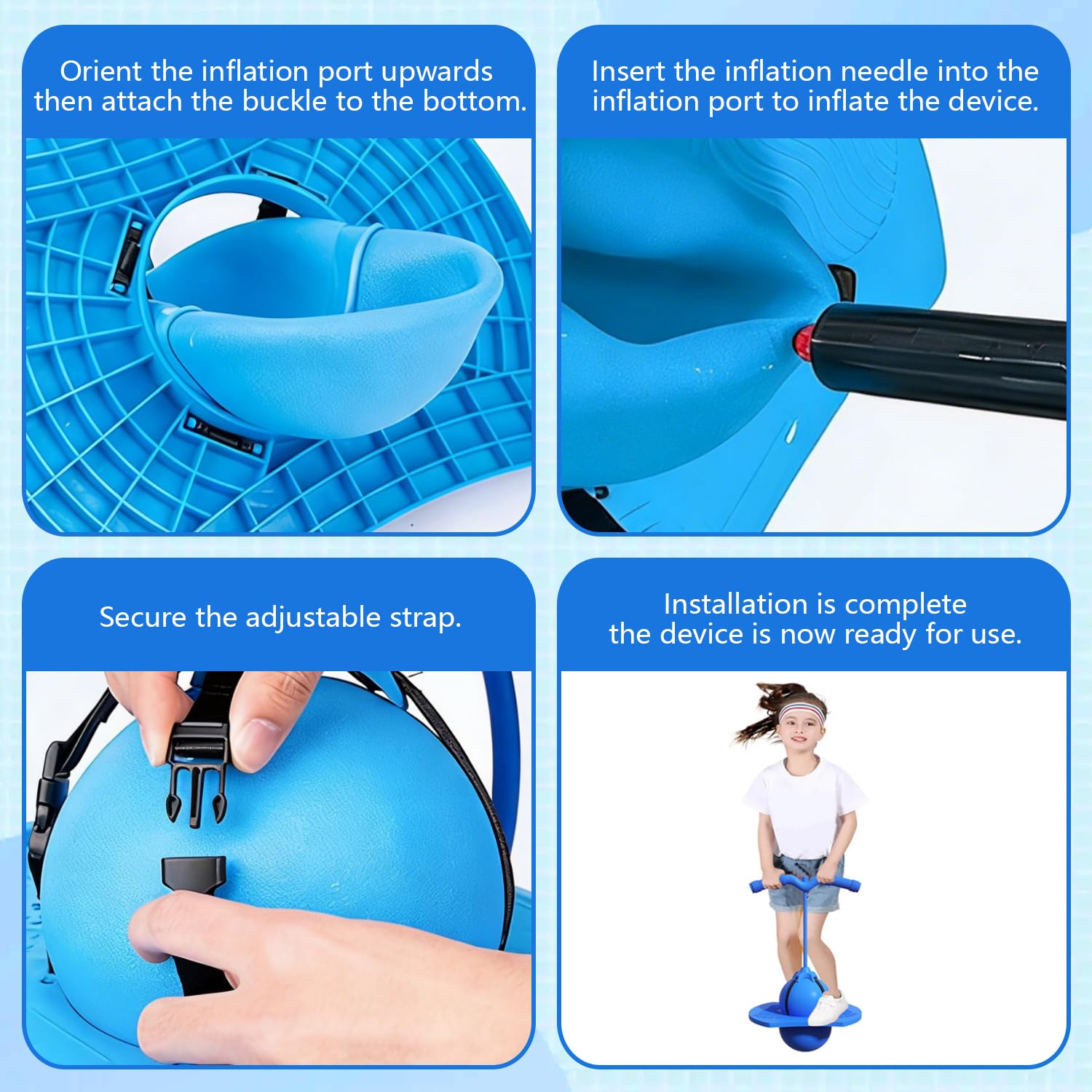 Ballon de Saut Pogo pour Enfants et Adultes, Jouet Sauteur d'extérieur, Balle de Saut d'équilibre, Ballon D'équilibre Élastique Antidérapant, Balle sauteuse équilibrée (Bleu)