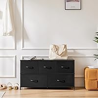Vista 7 de OLIXIS Cómoda de 5 cajones para dormitorio, torre de almacenamiento de tela para sala de estar, entrada, marco de acero resistente, parte superior