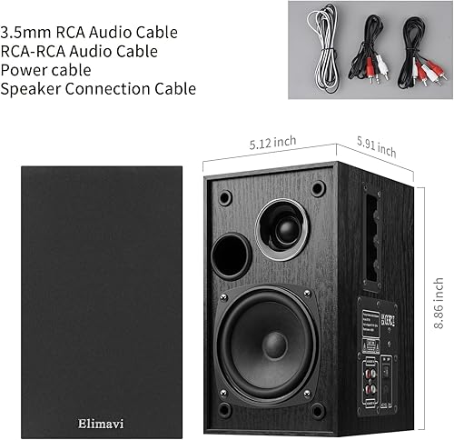 Miniatura 8 de Altavoces alimentados para estantería de 35 W RMS, altavoces de tocadiscos con woofer de 4 pulgadas y tweeters de 1 pulgada con montaje en pared