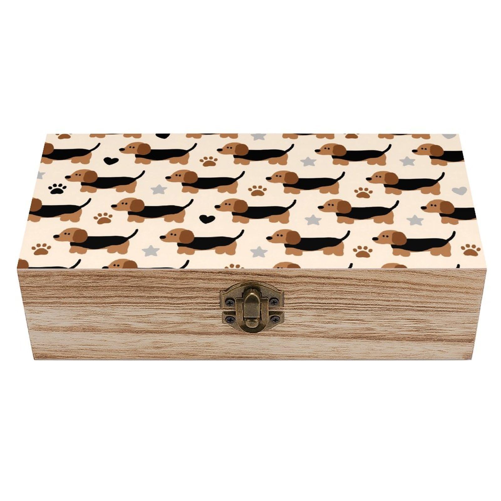 FodPand Decorative Keepsake Box Wooden Storage Boxes with Hinged Lid Handmade Dog Wood Organizer Memory Treasure Box for Jewelry Craft Card Photo Storage Wedding Bridal Shower Gifts