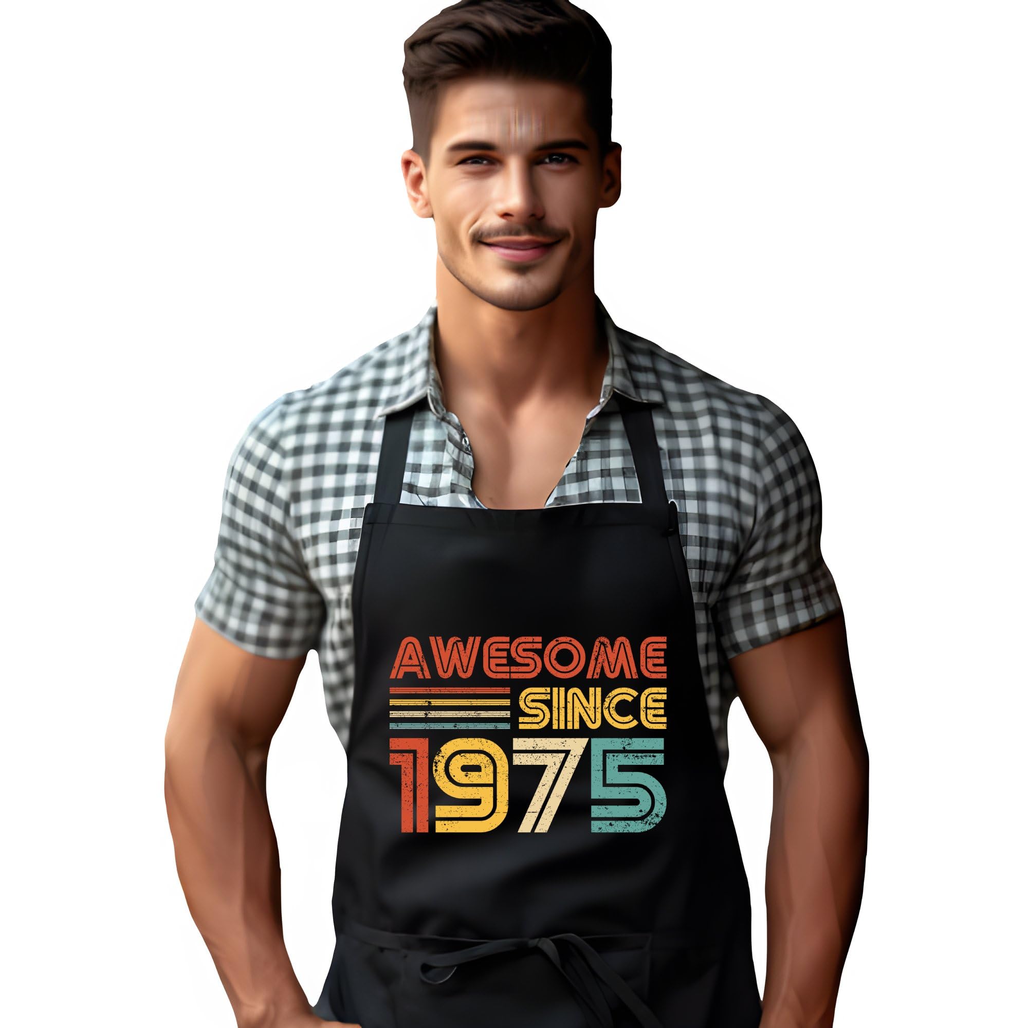 DCG PRINTWEAR Born in 1975 Funny Apron – 50th Birthday Novelty Gift for Men – Great for Dad, Grandpa, or Husband