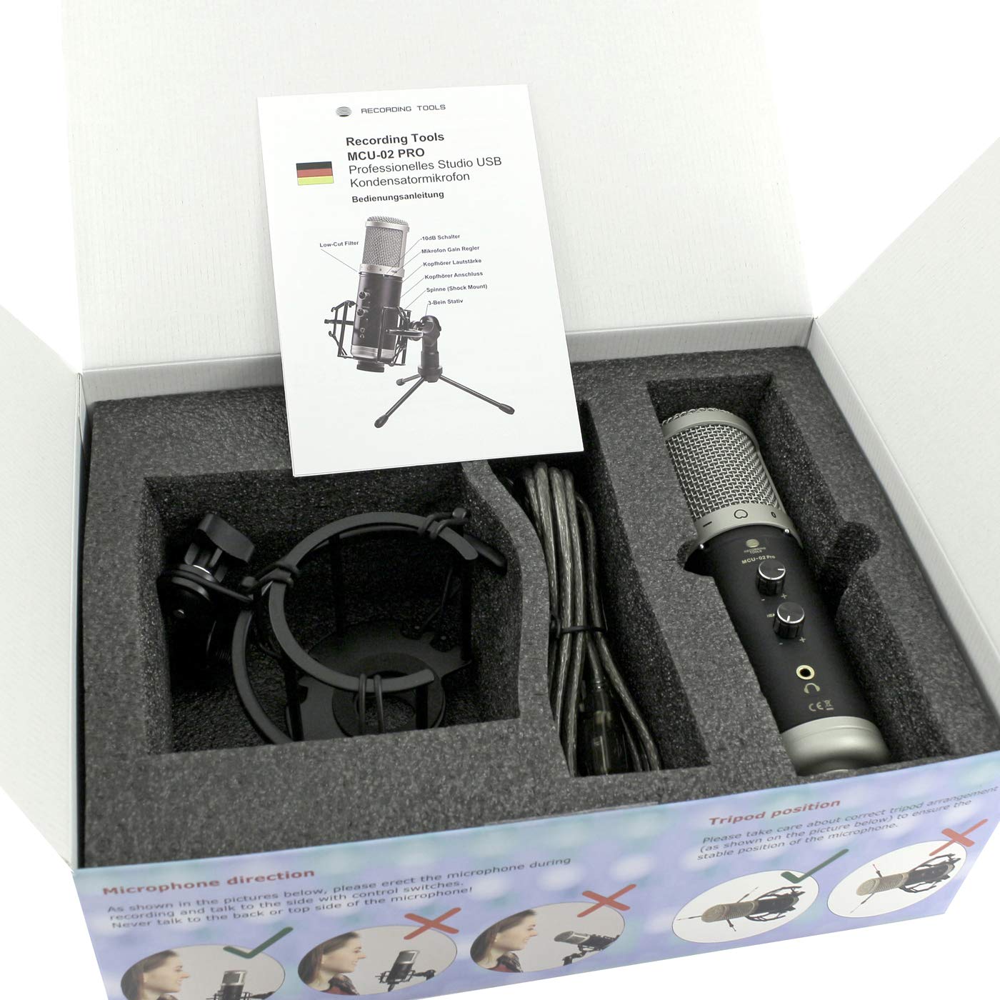 MCU-02 Pro Profi Plug-and-Play Kondensator Mikrofon, PC Laptop Aufnahmemikrofon Kardioid Studio, Videokonferenzen, Gesang, Streaming