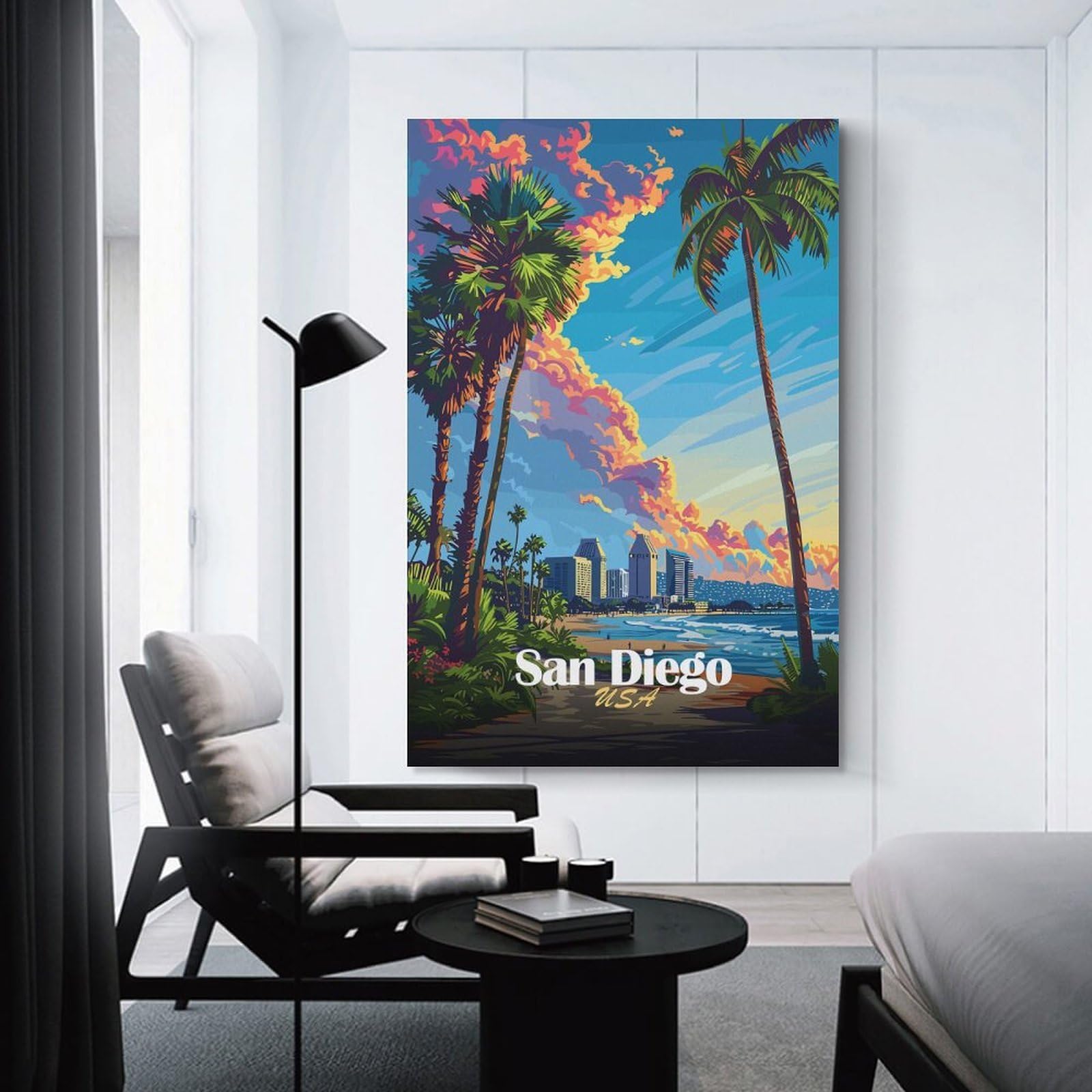 Junmoney Canvas Wall Decor San Diego Sunset, 08x12inch(20x30cm), for Gallery Wall Decor And Room Displays, An Easy Match for Collected Prints