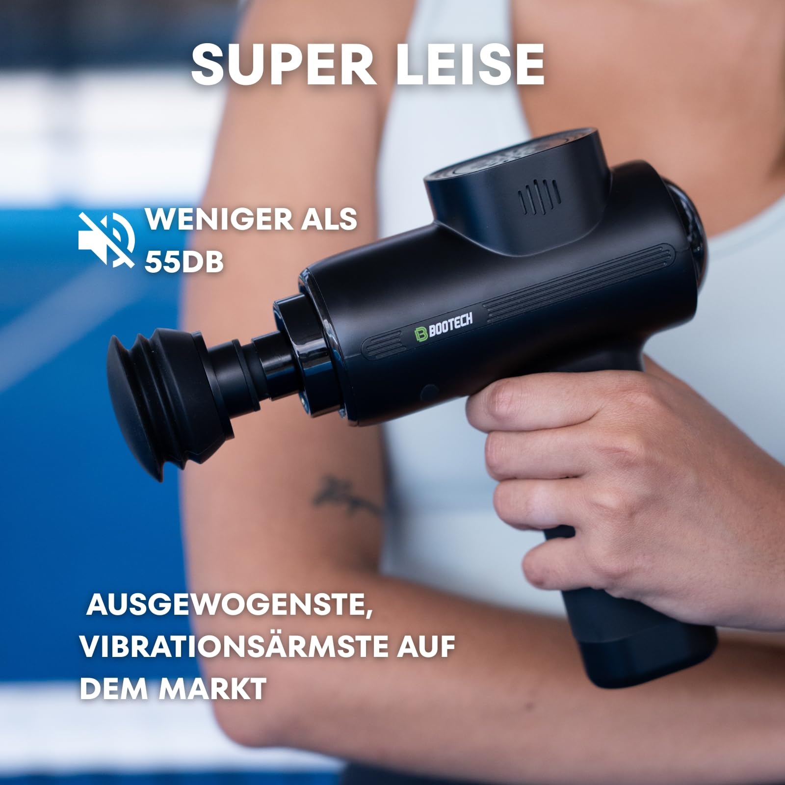BOOTECH Professionelle Muskelmassagepistole, tiefes Gewebe mit 10 mm Amplitude, leise Massage Gun mit 5 Köpfen & 5 Geschwindigkeiten für sportliche Erholung, Schmerzlinderung