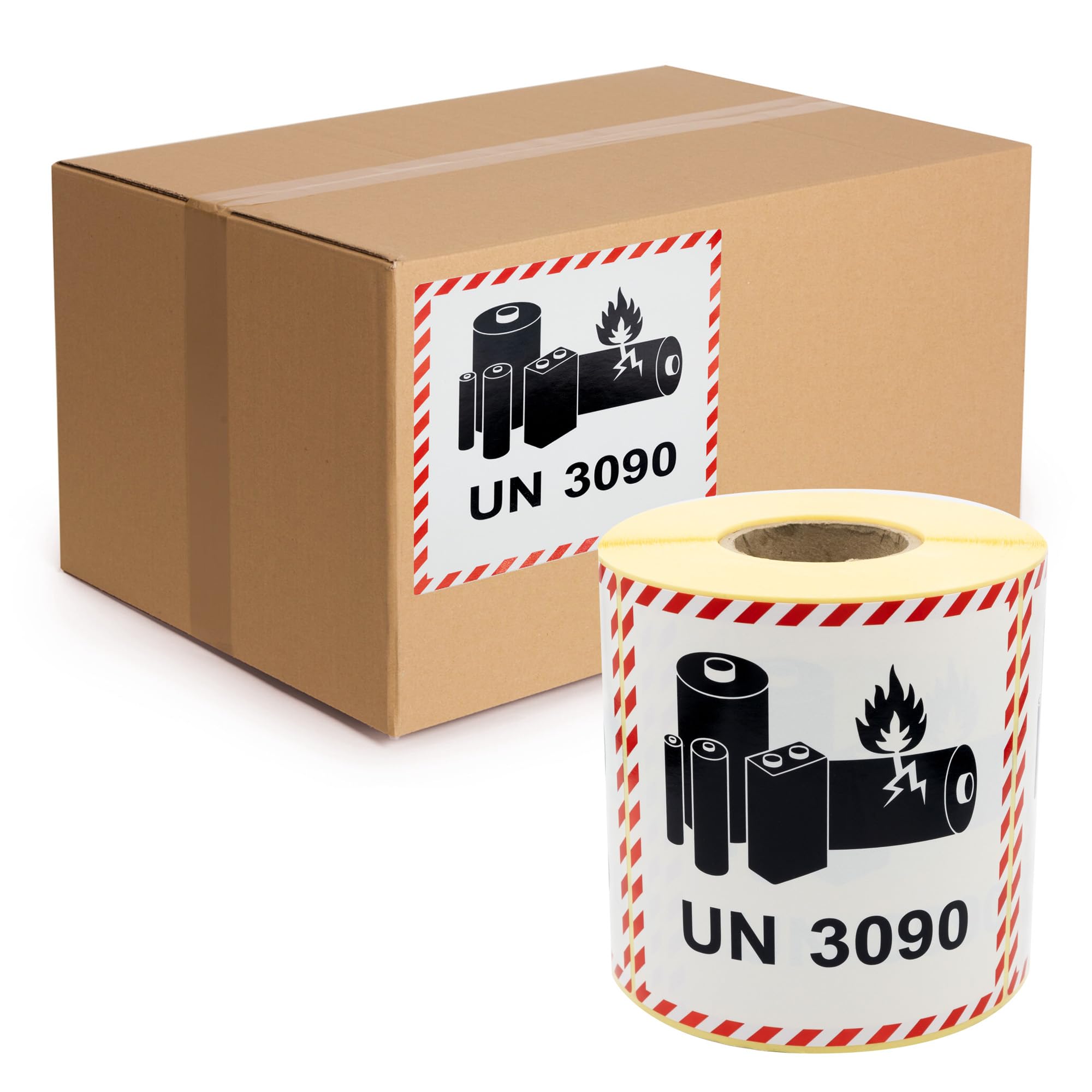 Autocollant de transport UN 3090 pour batteries lithium métal - 100 x 100 mm - autocollants marchandises dangereuses - étiquettes batteries lithium métal