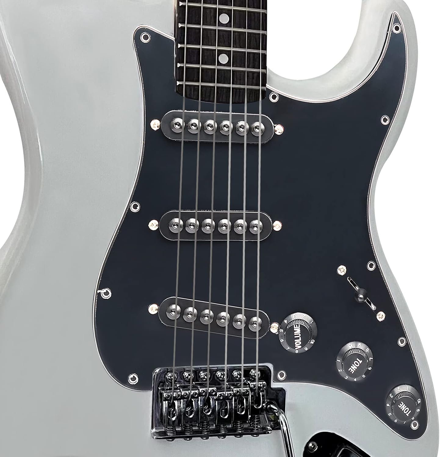 SAPHUE Prewired ST Pickguard Coil Pickups Adjustable Big Screws Loaded Electric Guitar Pickguard for Fender Strandard Straocaster Guitar Parts (SSS,Black)
