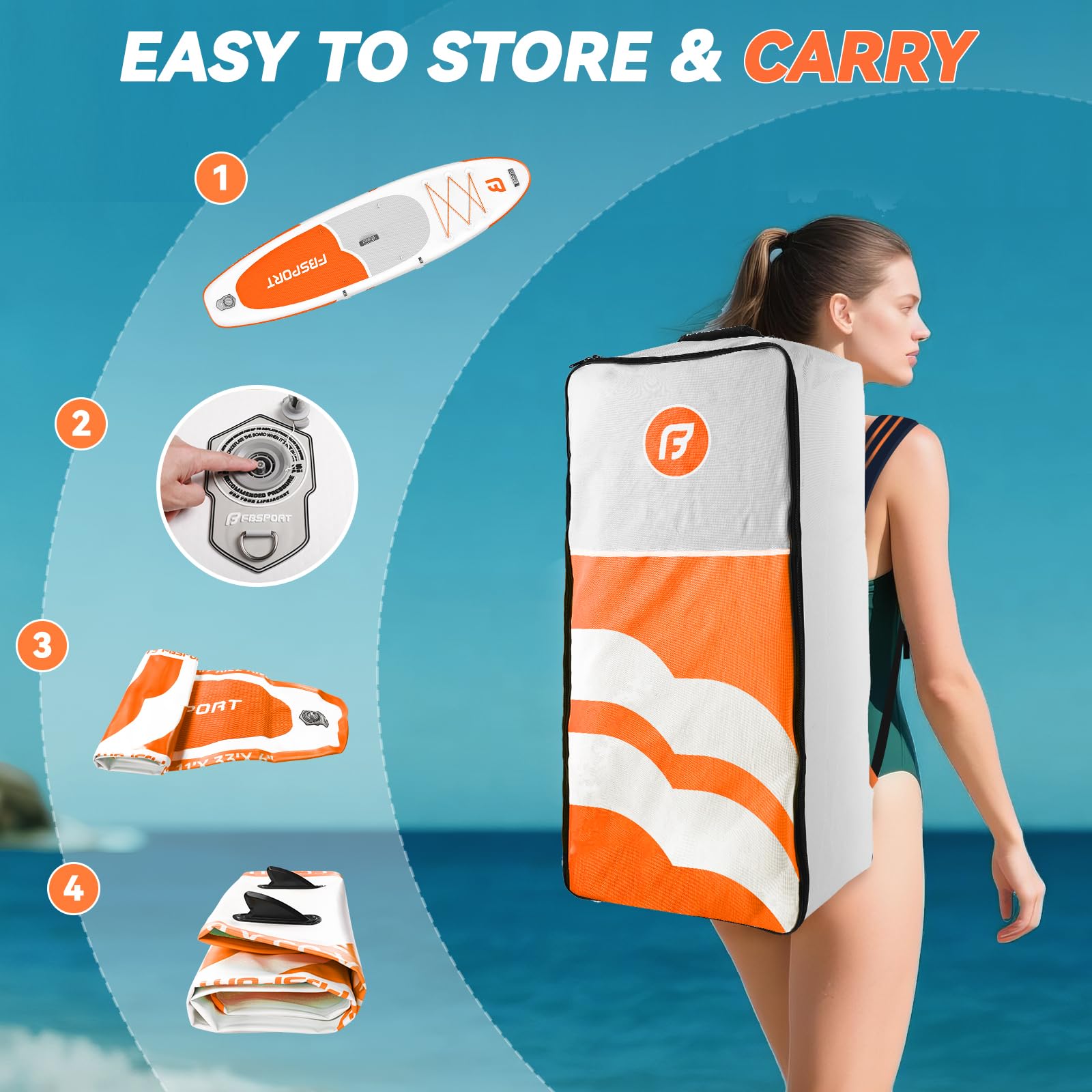 FBSPORT Tavola SUP Gonfiabile Adulti 335 cm, Extra Larga 15 cm, Capacità 160 kg, Set Completo con Pagaia e Pompa
