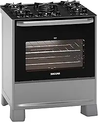 SUGGAR FOGÃO BEST GRILL PRATA 220V MESA DE VIDRO 5 BOCAS GRILL NO FORNO TRIPLA CHAMA TREMPES FERRO FUNDIDO FGV506PRIX2