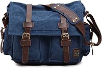 Vista 1 de Sechunk Vintage Military Leather Canvas Laptop Bag Messenger Bags Medium