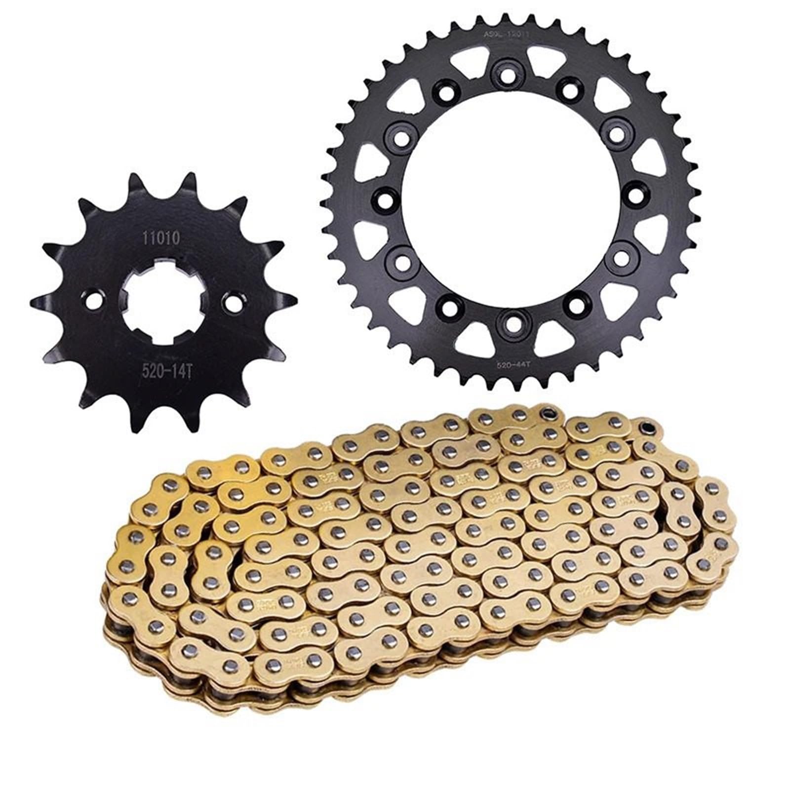 Cadenas de conducción Kit de piñón de cadena de transmisión para motocicleta 520 14T 44T compatible con HONDA CBR250 MC14 1986 CBR250 MC17 1987-1988 NSR250 86 VT250(520H O 14T 44T)