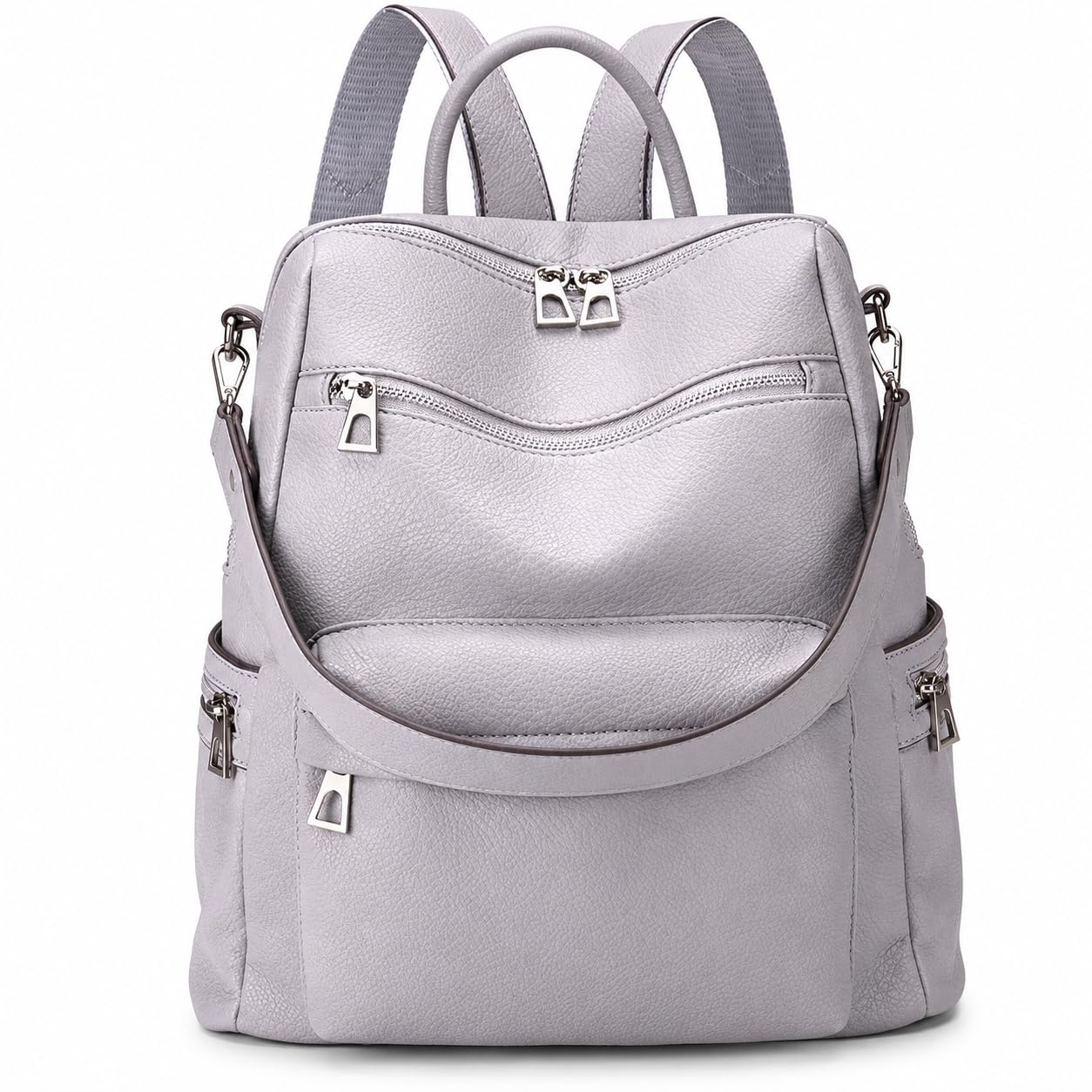 Craftwood Leather Backpack for Women | Large Capacity | College and Office use | PU Leather | shoulder bag for Ladies, Grey