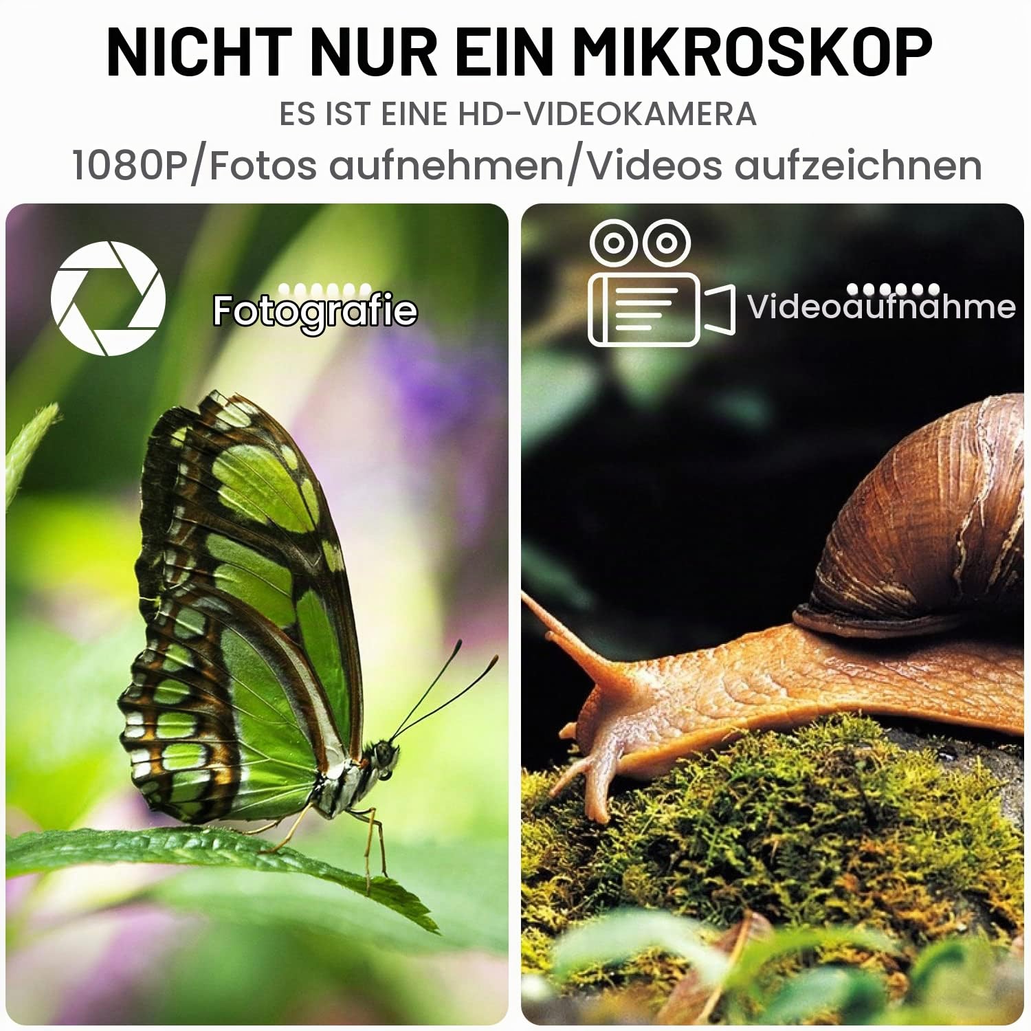 4K 3840x2160P Wireless Digital Mikroskop, Handheld HD USB Mikroskop Inspektionskamera Endoskop 40x-1000x Vergrößerung, Kompatibel mit iPhone iPad Android Phone Tablet Windows Mac PC