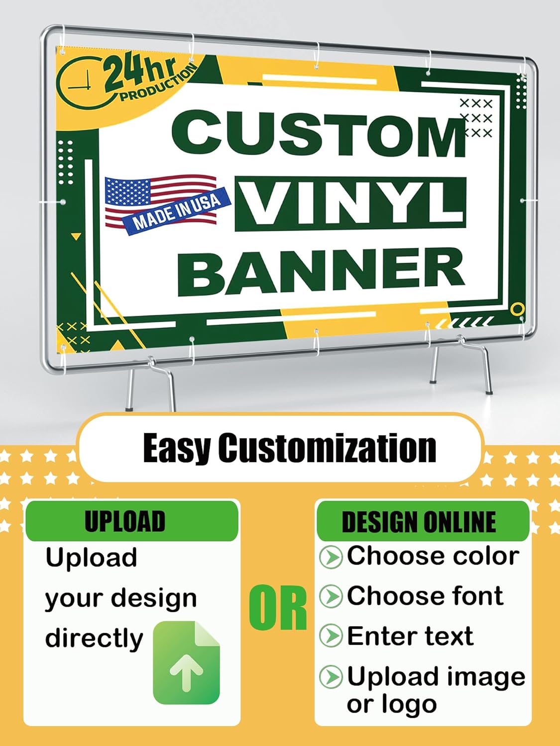Custom Banner 3ft x 7ft Custom Vinyl Banner for Indoor & Outdoor Use - Full Color 13 Oz Sign - Personalized with High-Resolution Images, Text