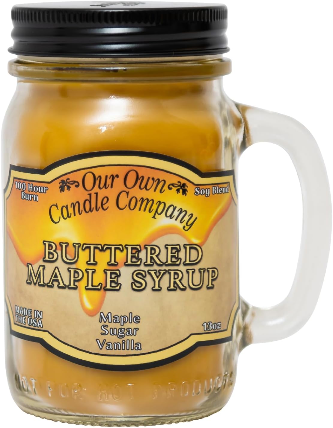 our own candle Buttered Maple Syrup Scented 13 Ounce Mason Jar Candle Company