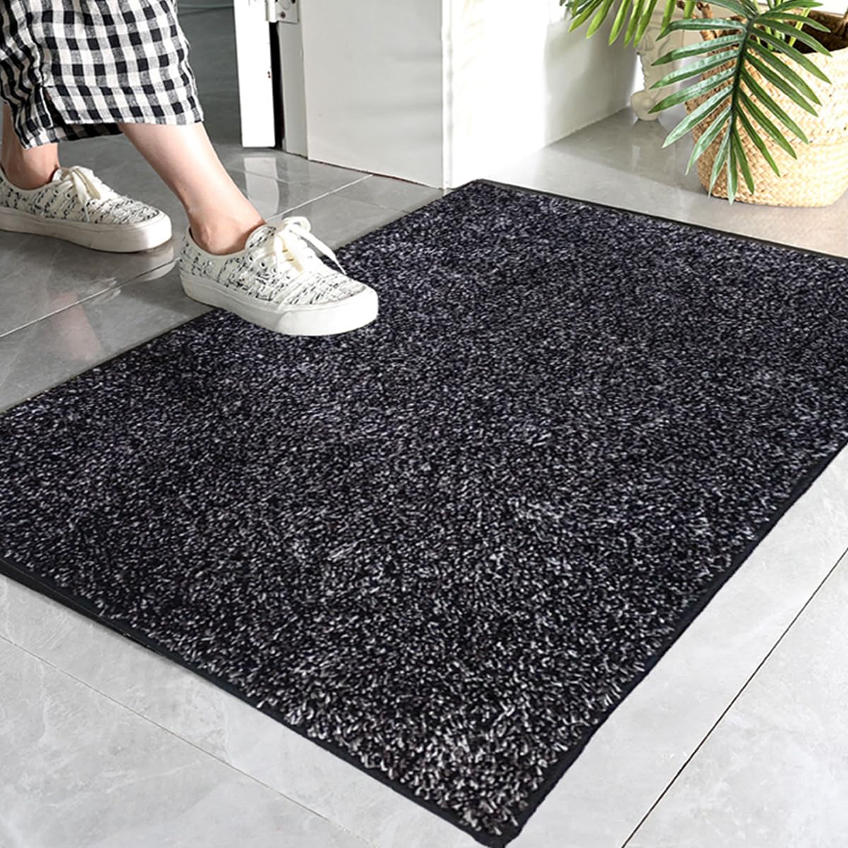 Taiyuhomes Door Mats Indoor Outdoor Doormat Washable For Pets Door Matts Duty Non-slip Entrance Mat Super Absorbent Front Door Mat For Kitchen Bathroom (Black 80x150cm)