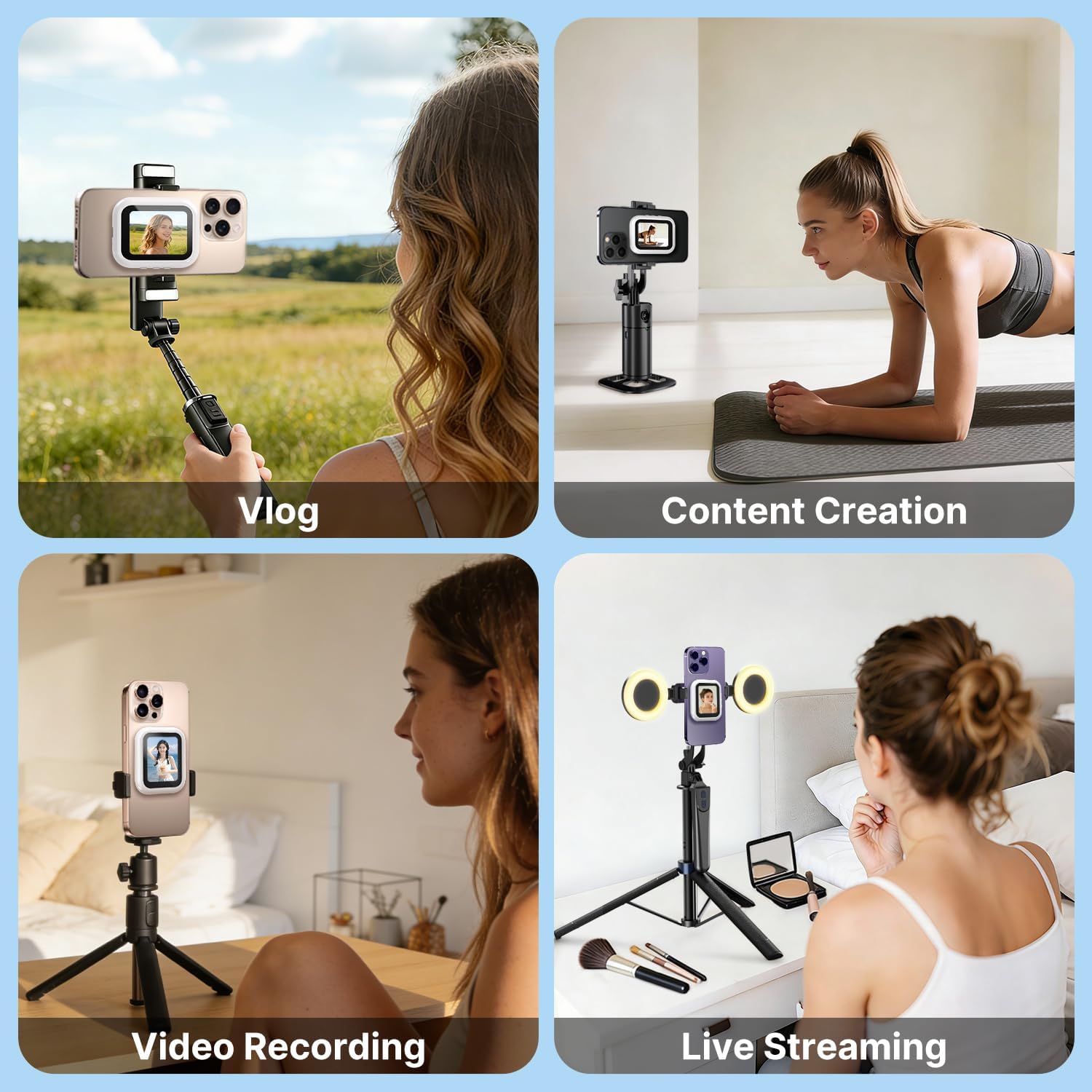 yAyusi Mini Wireless Magnetic Vlog Selfie Monitor Screen iPhone, Compact Portable Back Camera Monitor iPhone, Cell Phone Monitor Screen, Phone Mirror for Back Camera Recording/Streaming/TikTok/YouTube