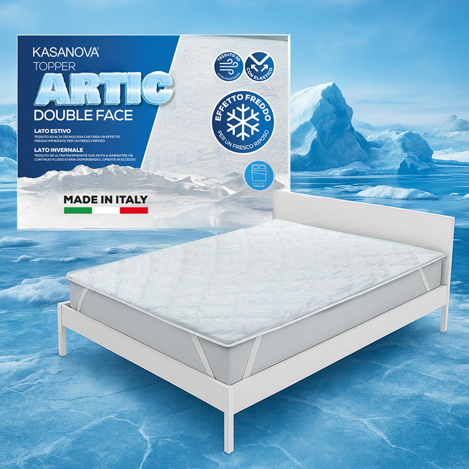 KASANOVA Topper Matrimoniale Fibra Artic Effetto rinfrescante