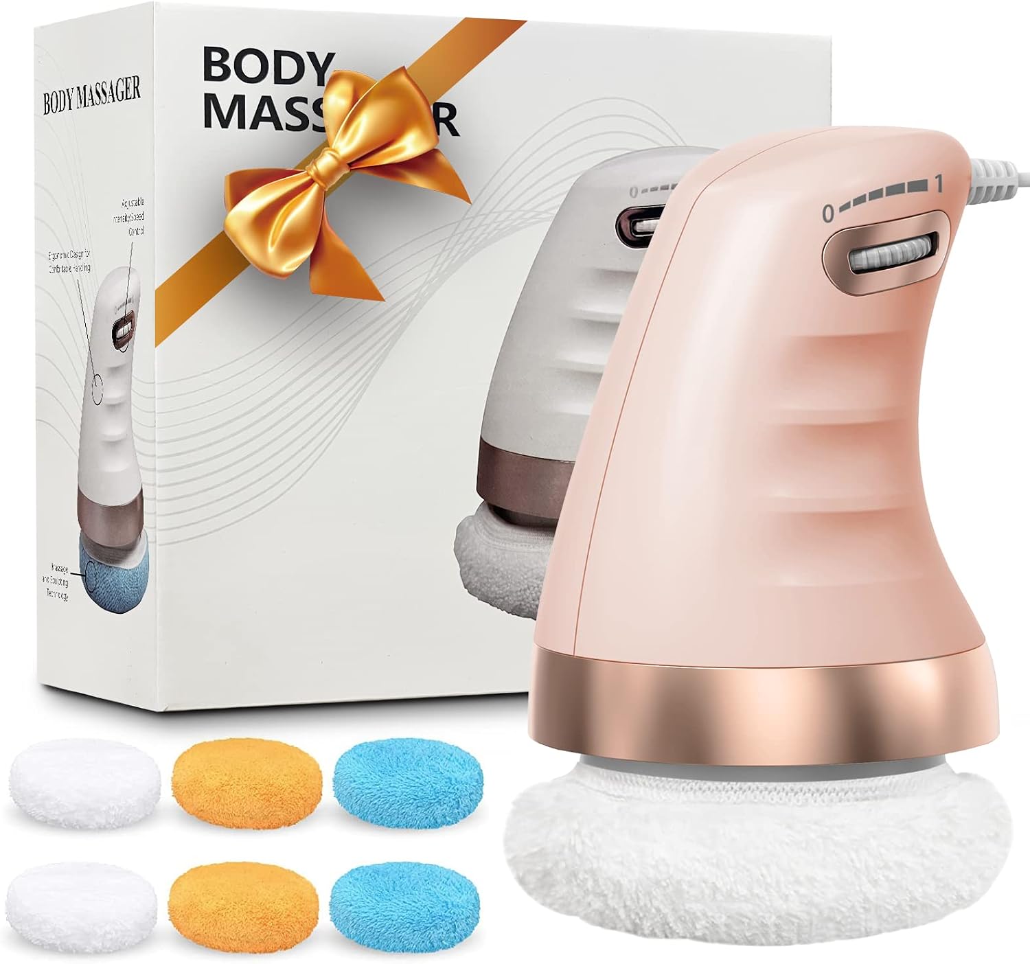 PIEARA Cellulite Massager Electric, Body Sculpting Machine with 6 Skin Friendly Washable Pads, Beauty Sculpt Massager for Belly Legs Arms（Orange）