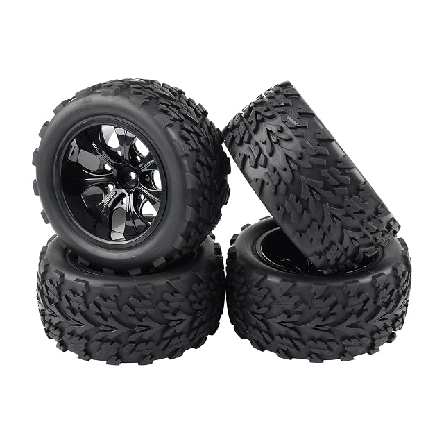 Foto 7 de 7 de Pxyelec Neumáticos de goma para Monster Truck 1:10 RC tipo rueda de coche neumáticos con 7 radios llanta…