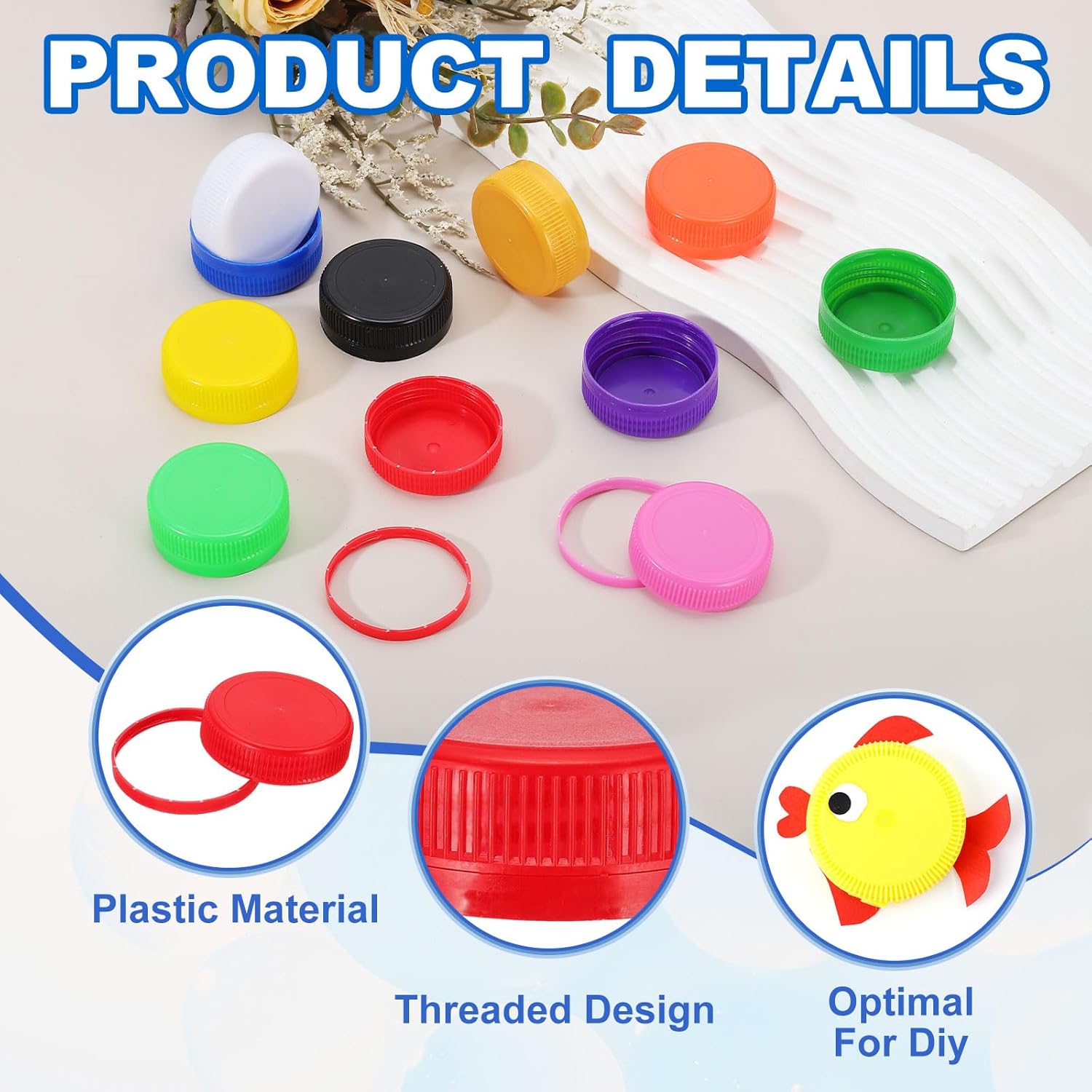 PATIKIL 38mm/1.5" Inner Plastic Bottle Cap, 100Pcs Replacement Screw Bottle Cap Storage Jug Lids for Craft DIY Juice Water Milk, Red