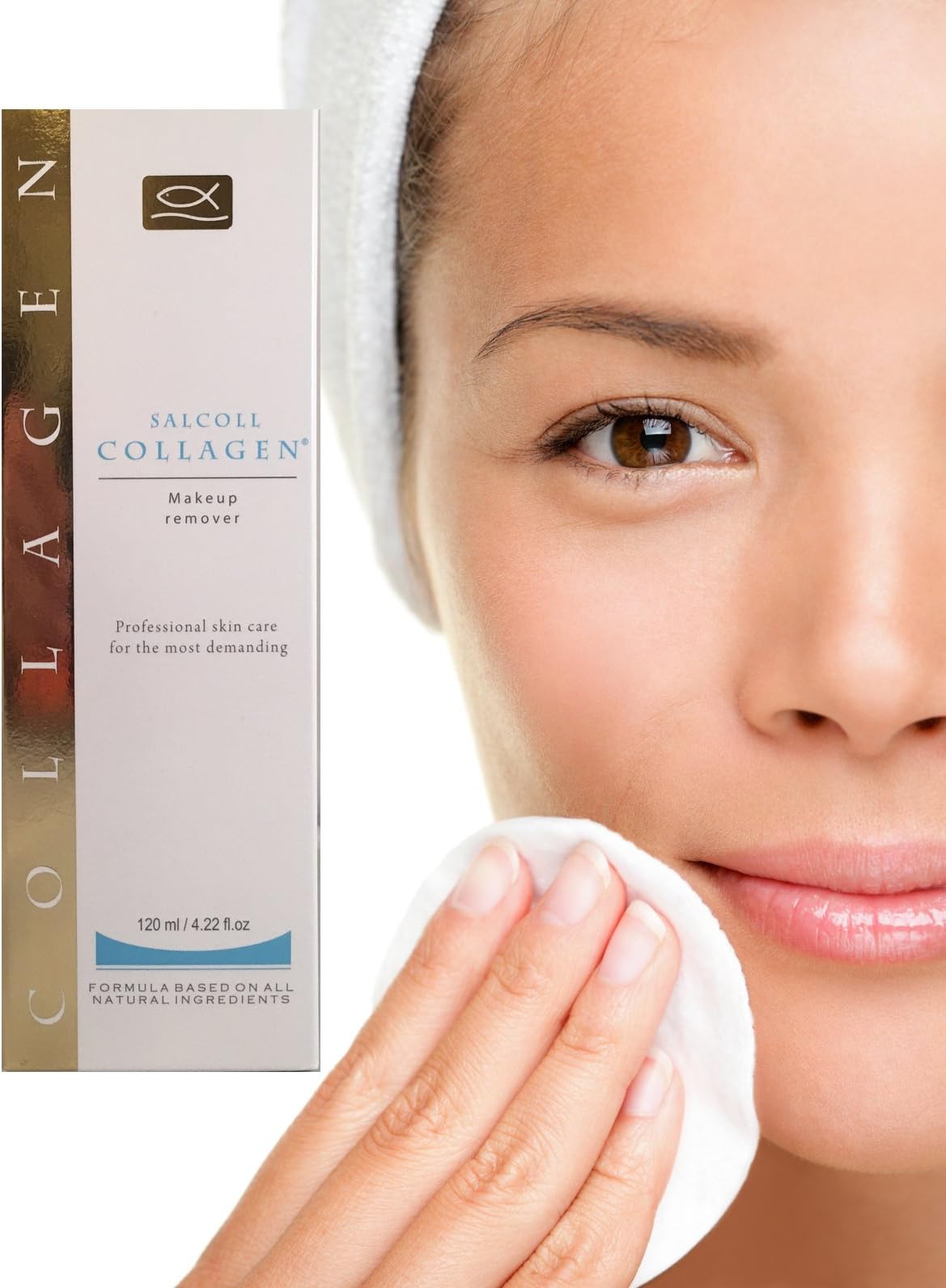 Makeup Remover with Collagen and Vitamin F for Eyes, Face and Neck, All Natural 120ml / 4.22oz